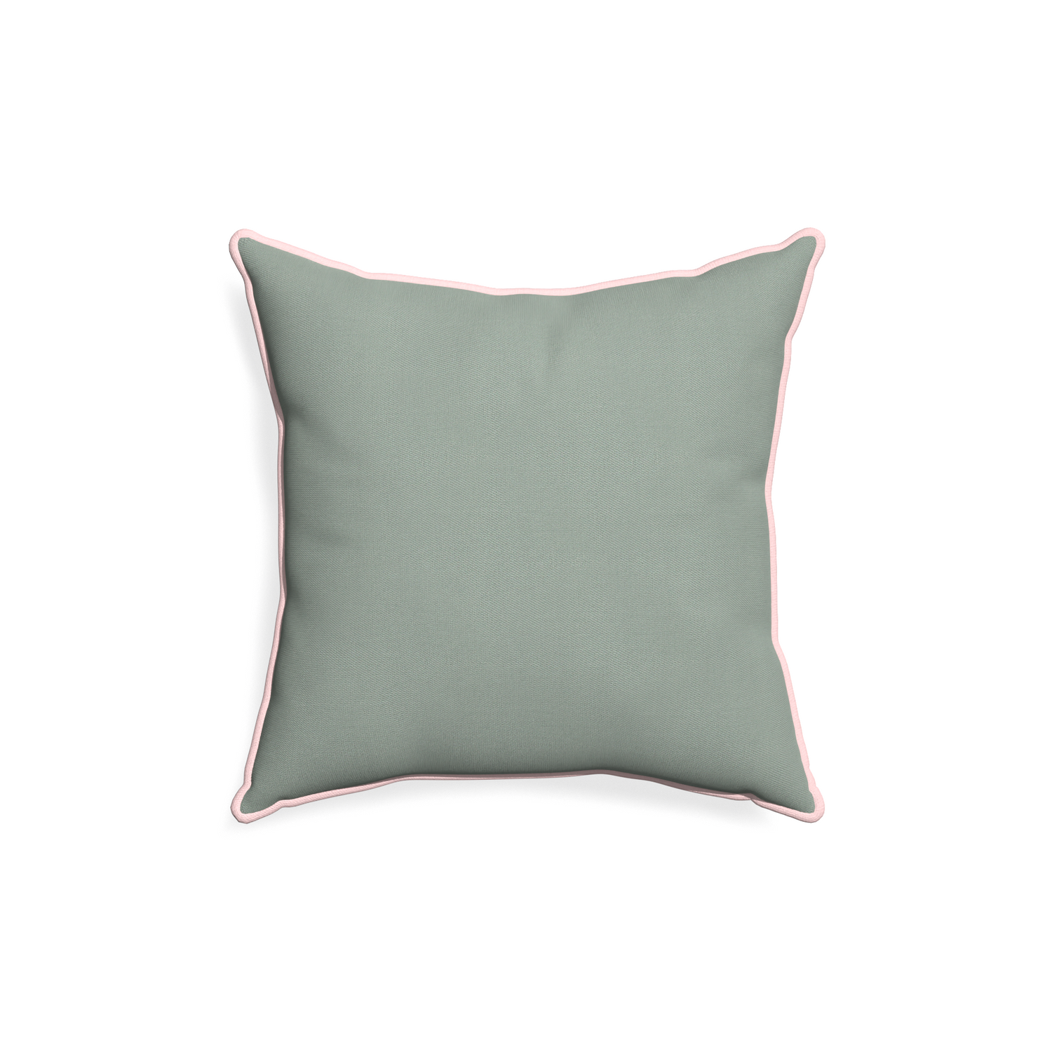 18-square sage custom sage green cottonpillow with petal piping on white background