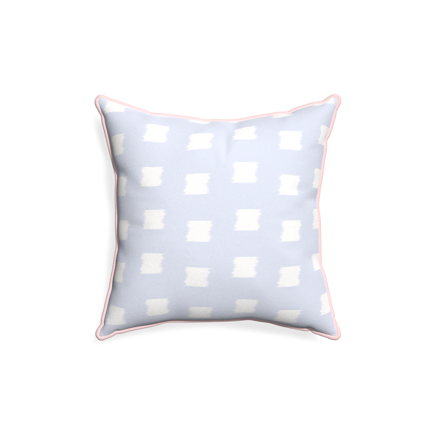 18-square denton custom pillow with petal piping on white background