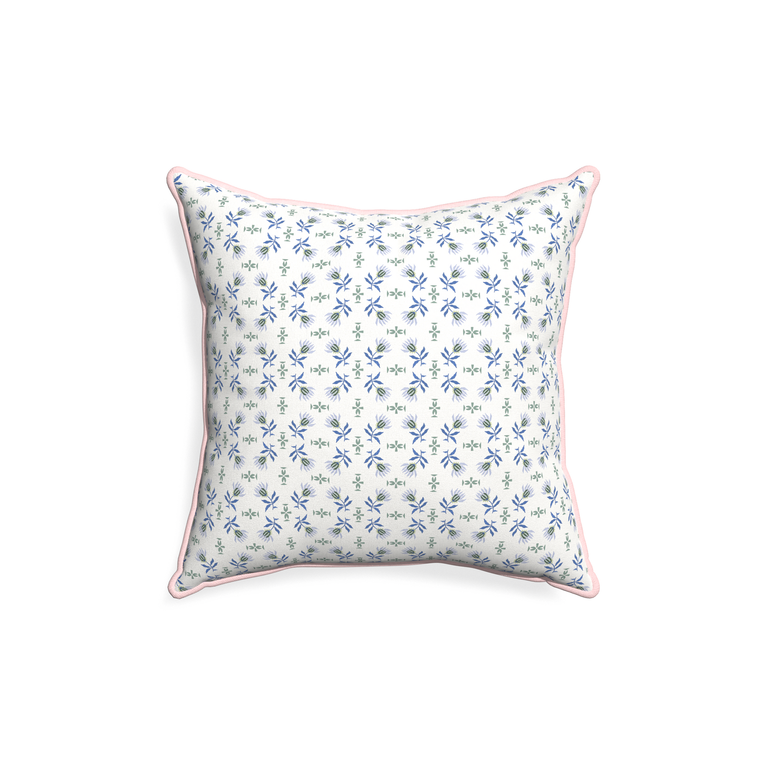 18-square lee custom pillow with petal piping on white background