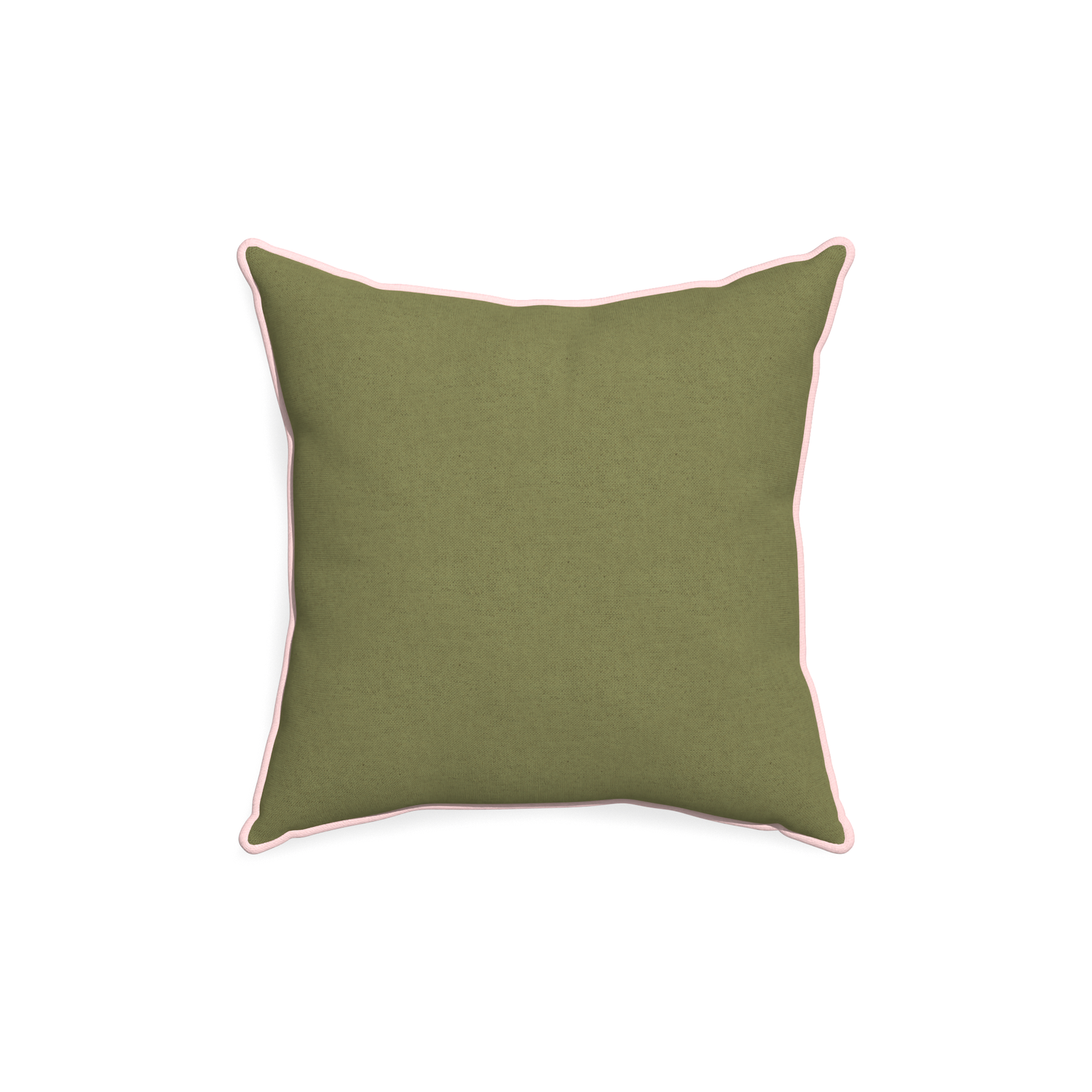 18-square moss custom moss greenpillow with petal piping on white background