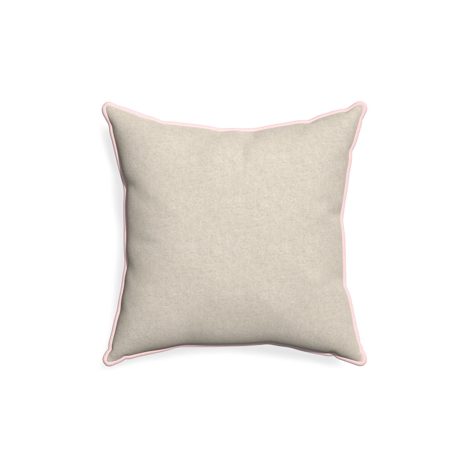 18-square oat custom pillow with petal piping on white background