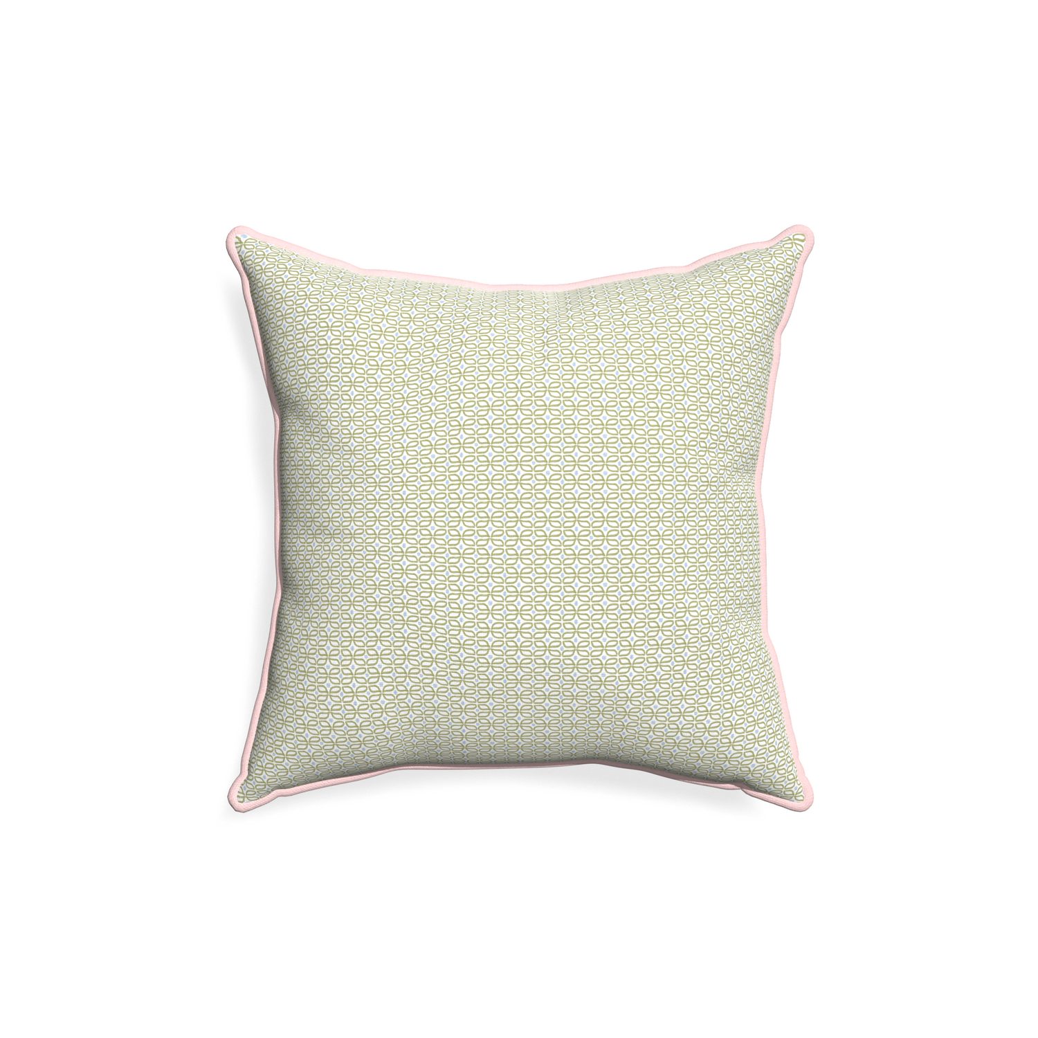 18-square loomi moss custom pillow with petal piping on white background