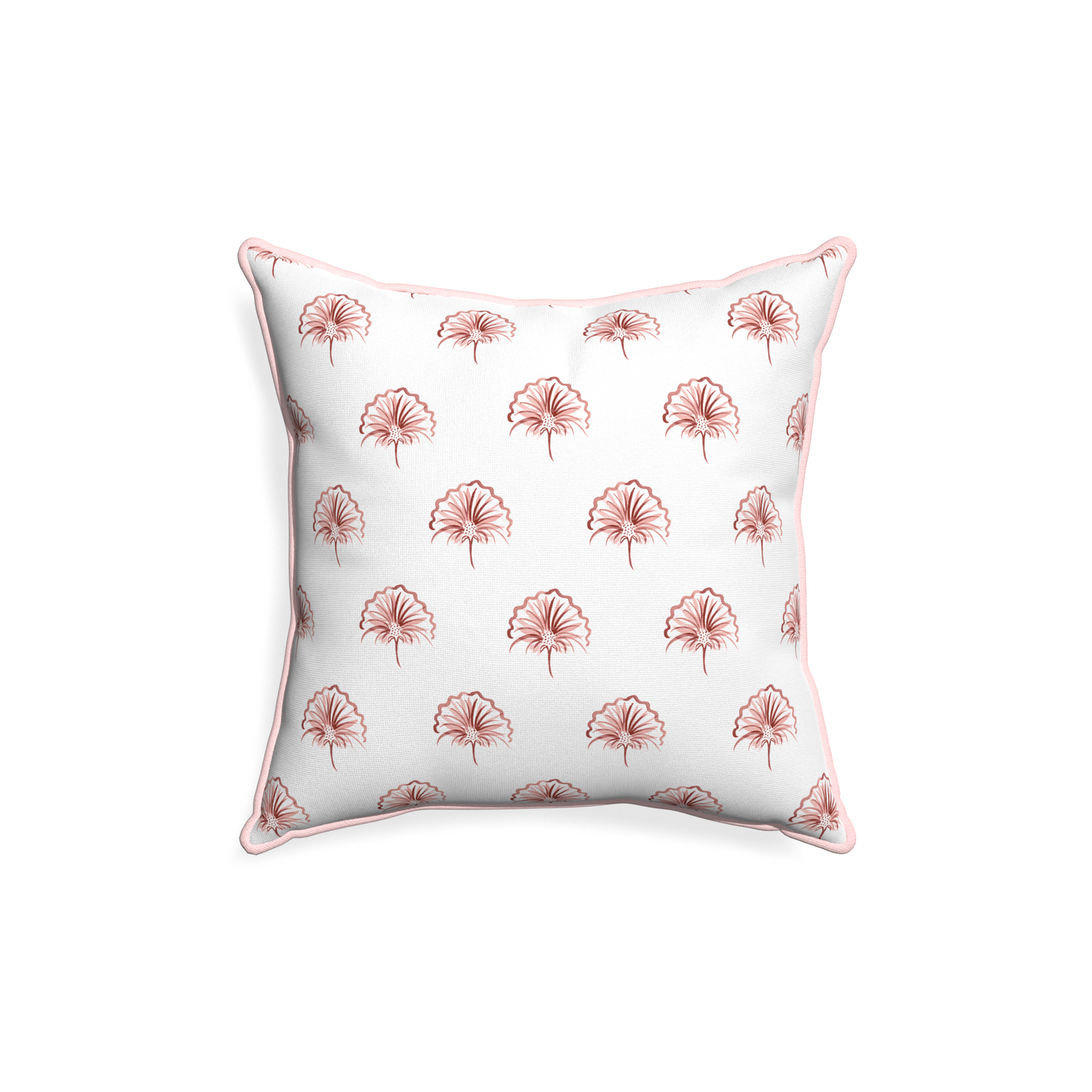 18-square penelope rose custom pillow with petal piping on white background
