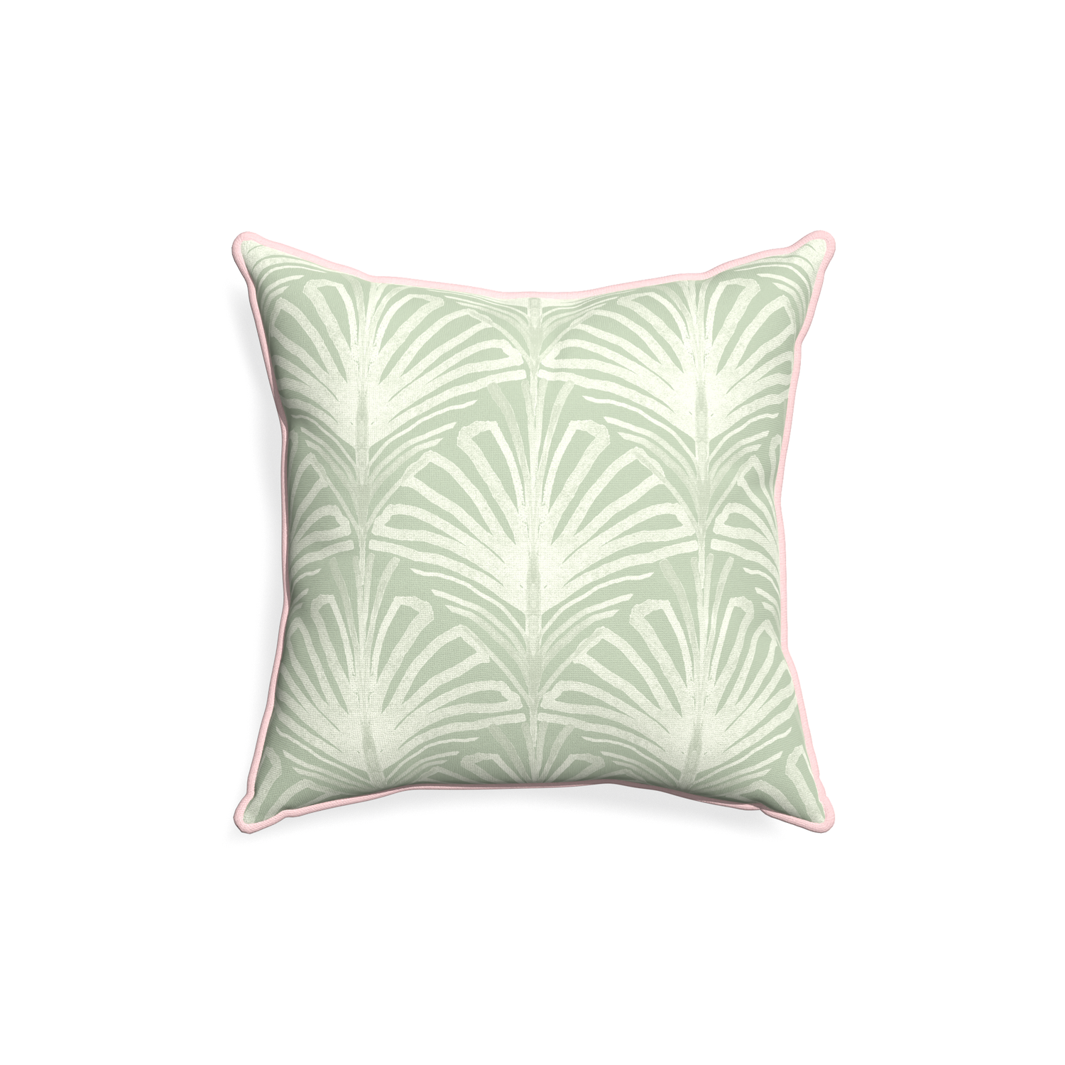 18-square suzy sage custom pillow with petal piping on white background