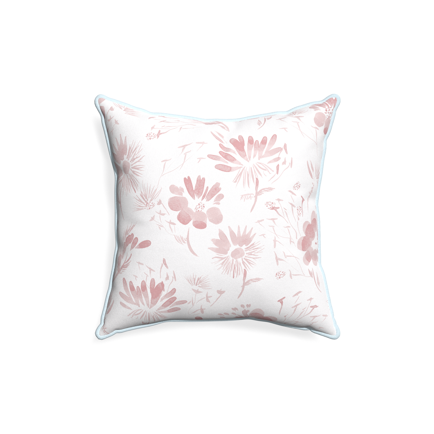 18-square blake custom pink floralpillow with powder piping on white background