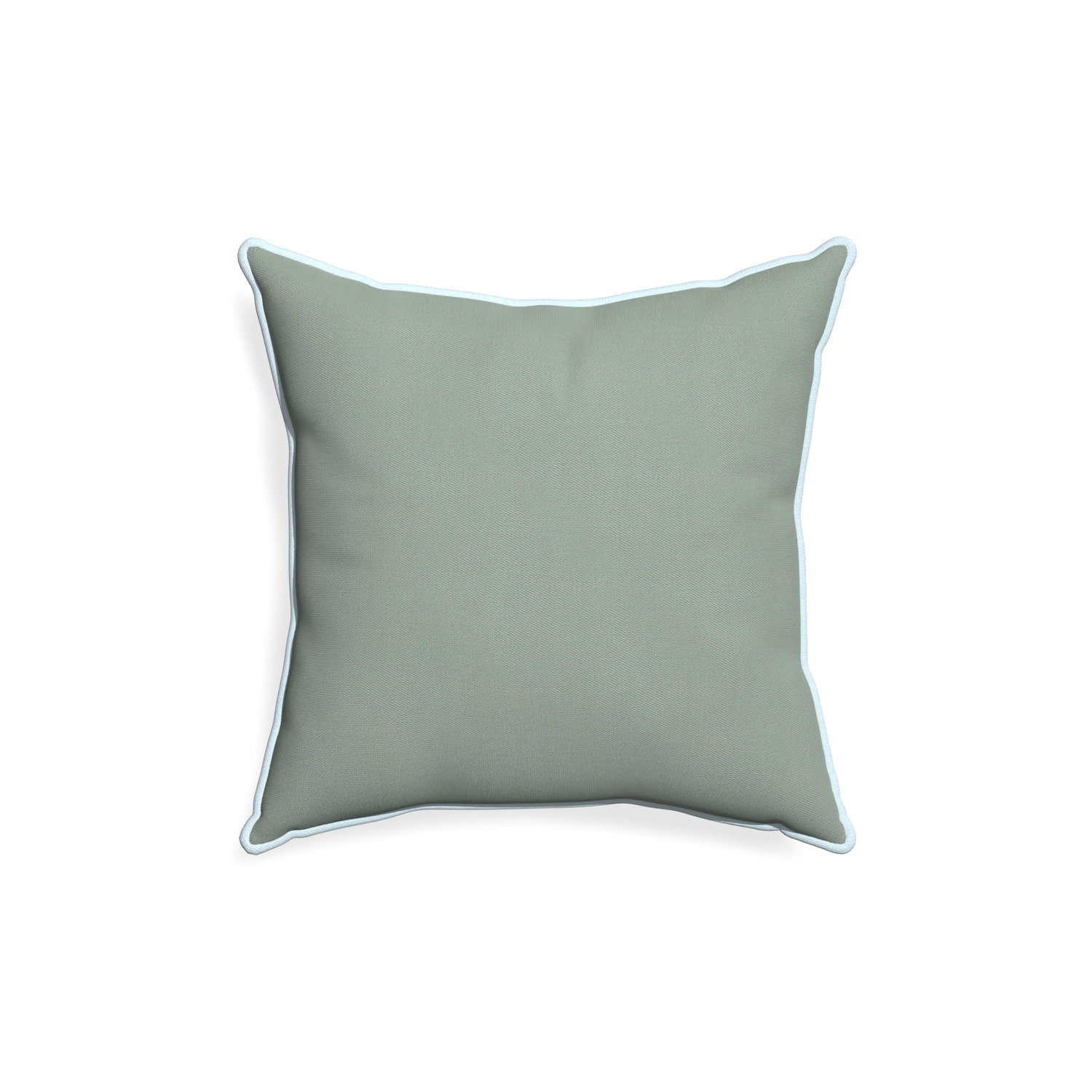 18-square sage custom sage green cottonpillow with powder piping on white background