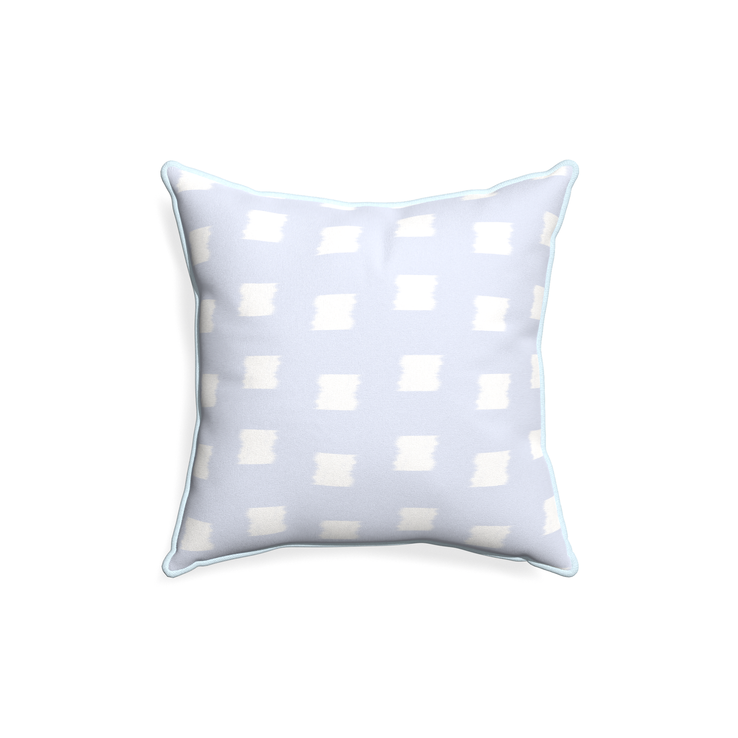 18-square denton custom sky blue patternpillow with powder piping on white background