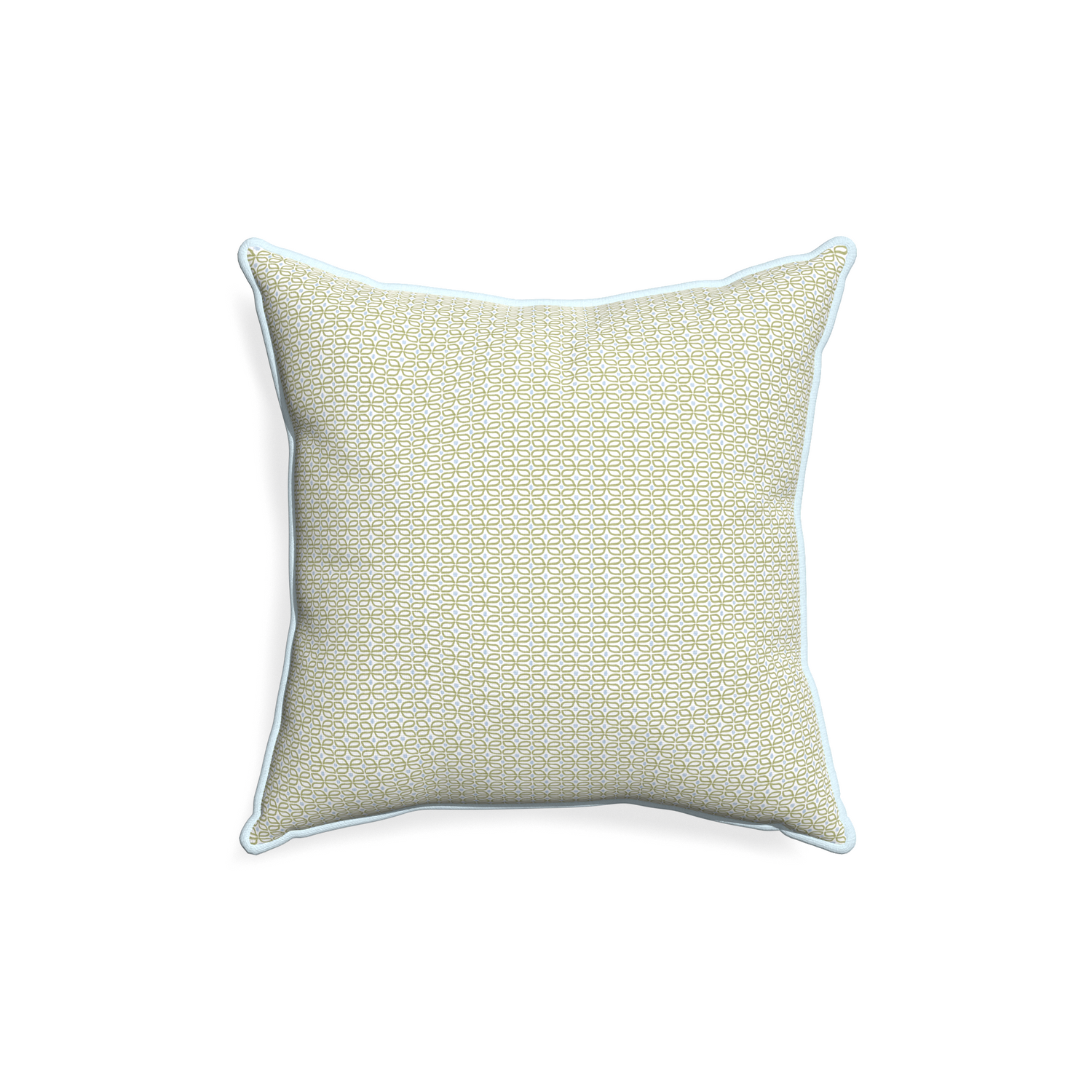 18-square loomi moss custom pillow with powder piping on white background