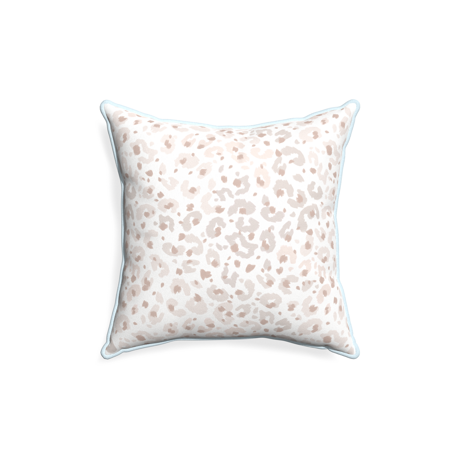 18-square rosie custom pillow with powder piping on white background