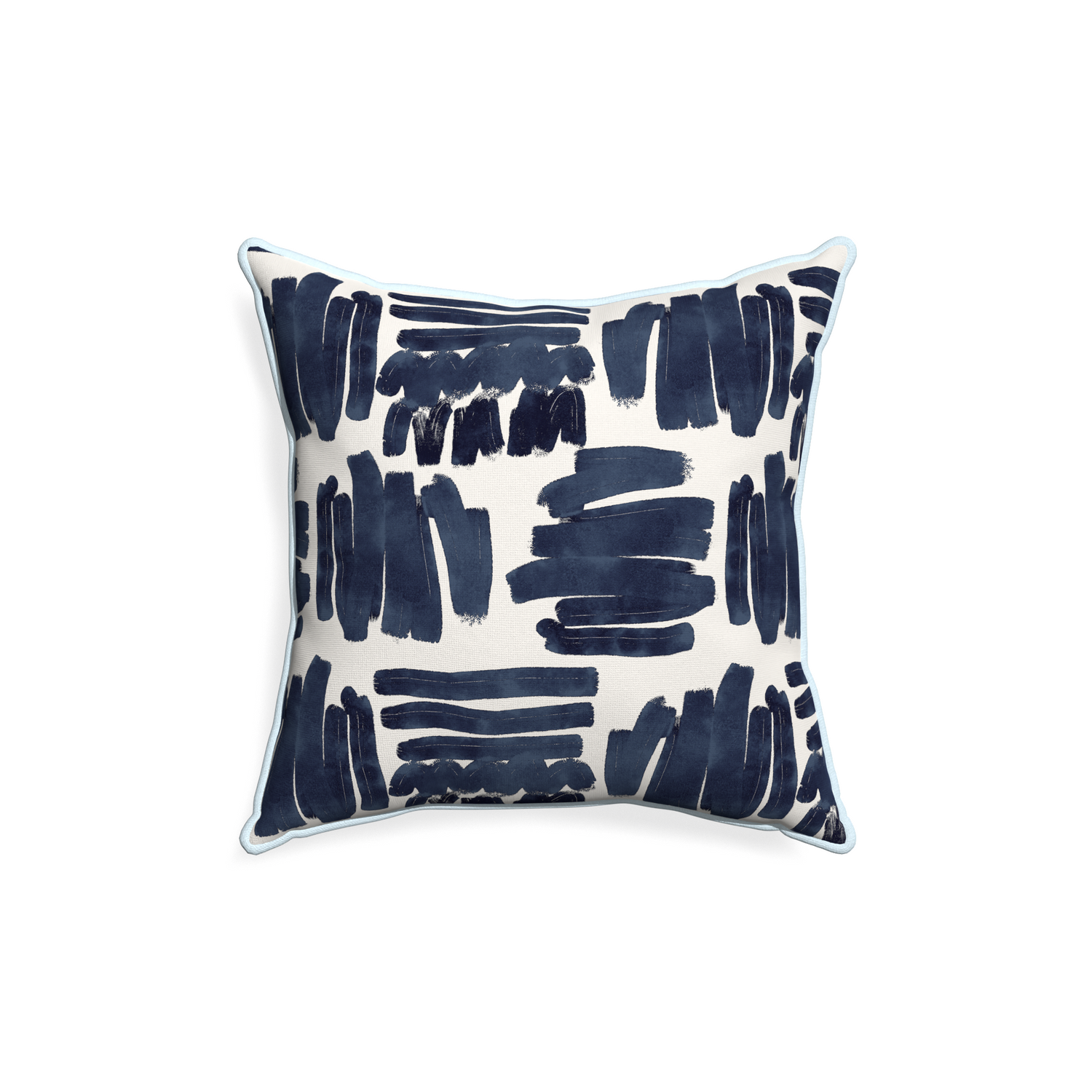 18-square warby custom pillow with powder piping on white background