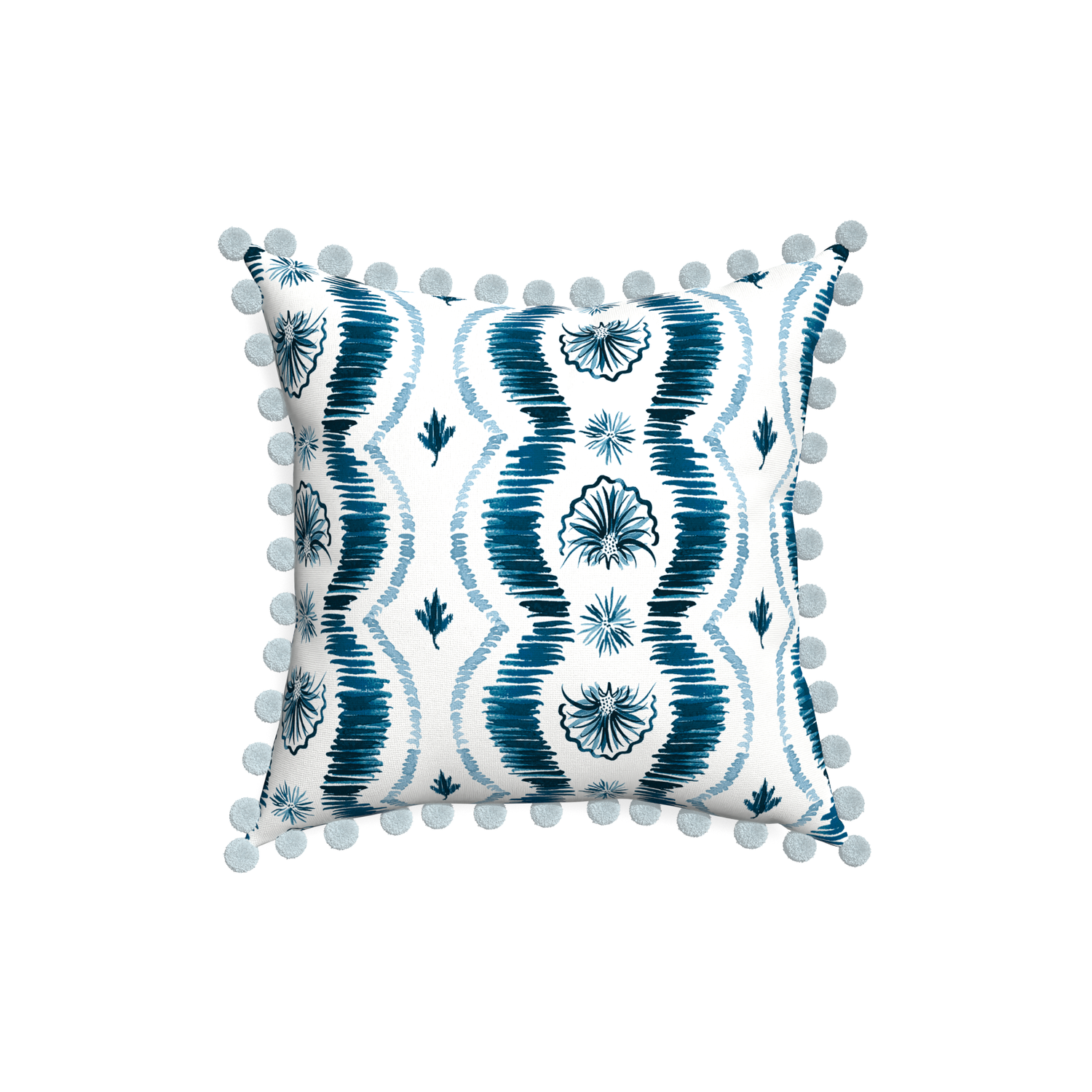 18-square alice custom pillow with powder pom pom on white background
