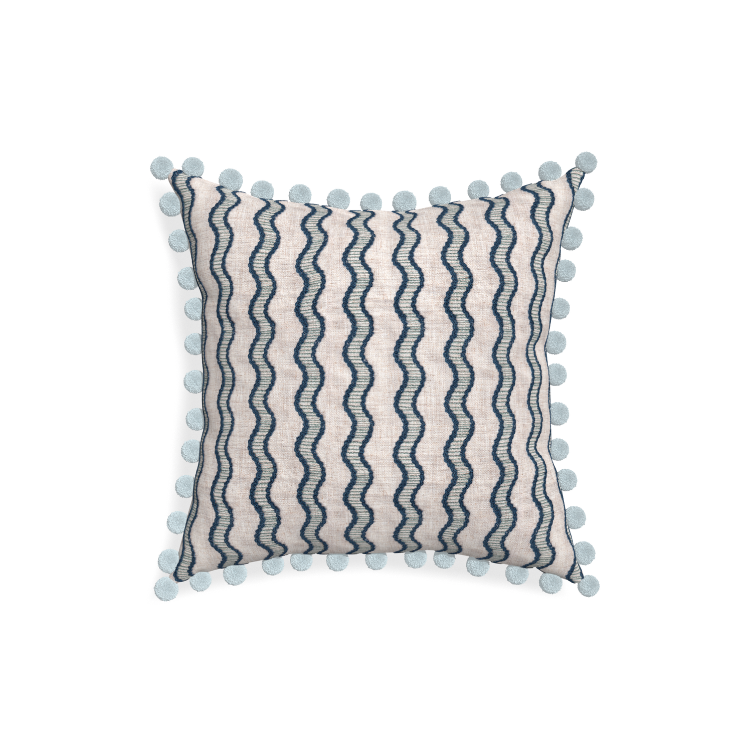 18-square beatrice custom embroidered wavepillow with powder pom pom on white background