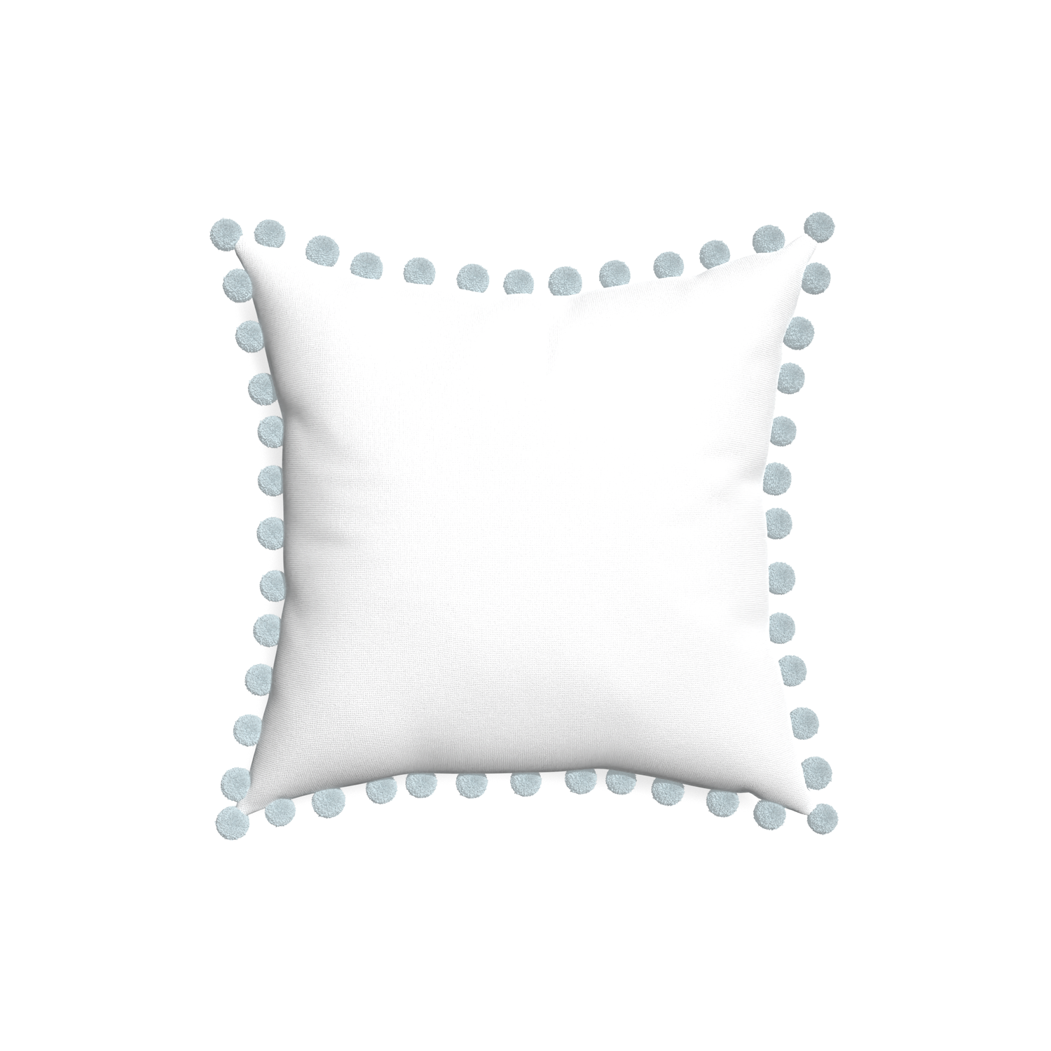 18-square snow custom pillow with powder pom pom on white background