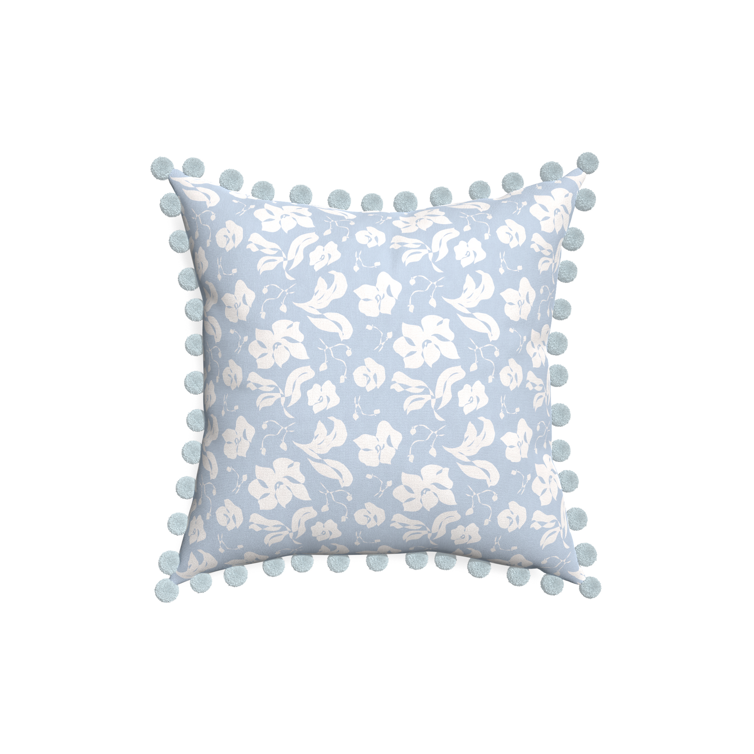 18-square georgia custom pillow with powder pom pom on white background
