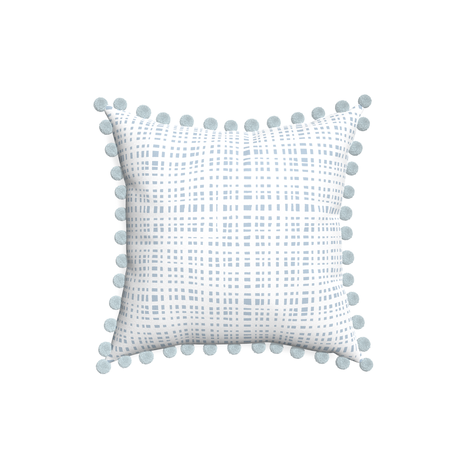 18-square ginger sky custom pillow with powder pom pom on white background