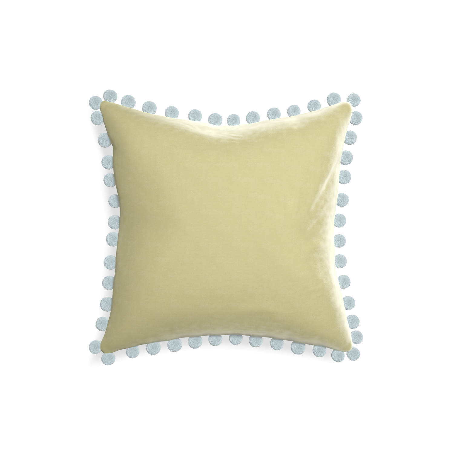 18-square pear velvet custom pillow with powder pom pom on white background