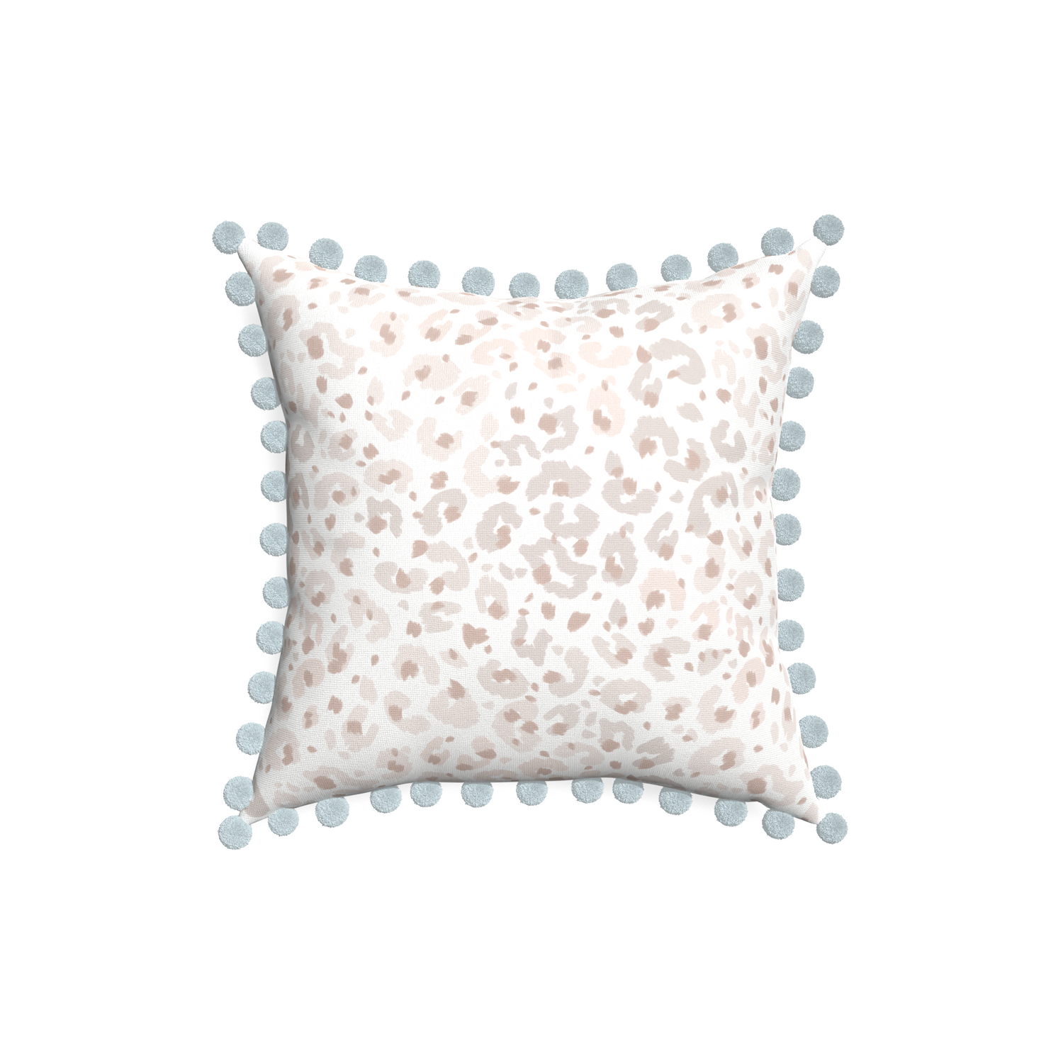18-square rosie custom pillow with powder pom pom on white background