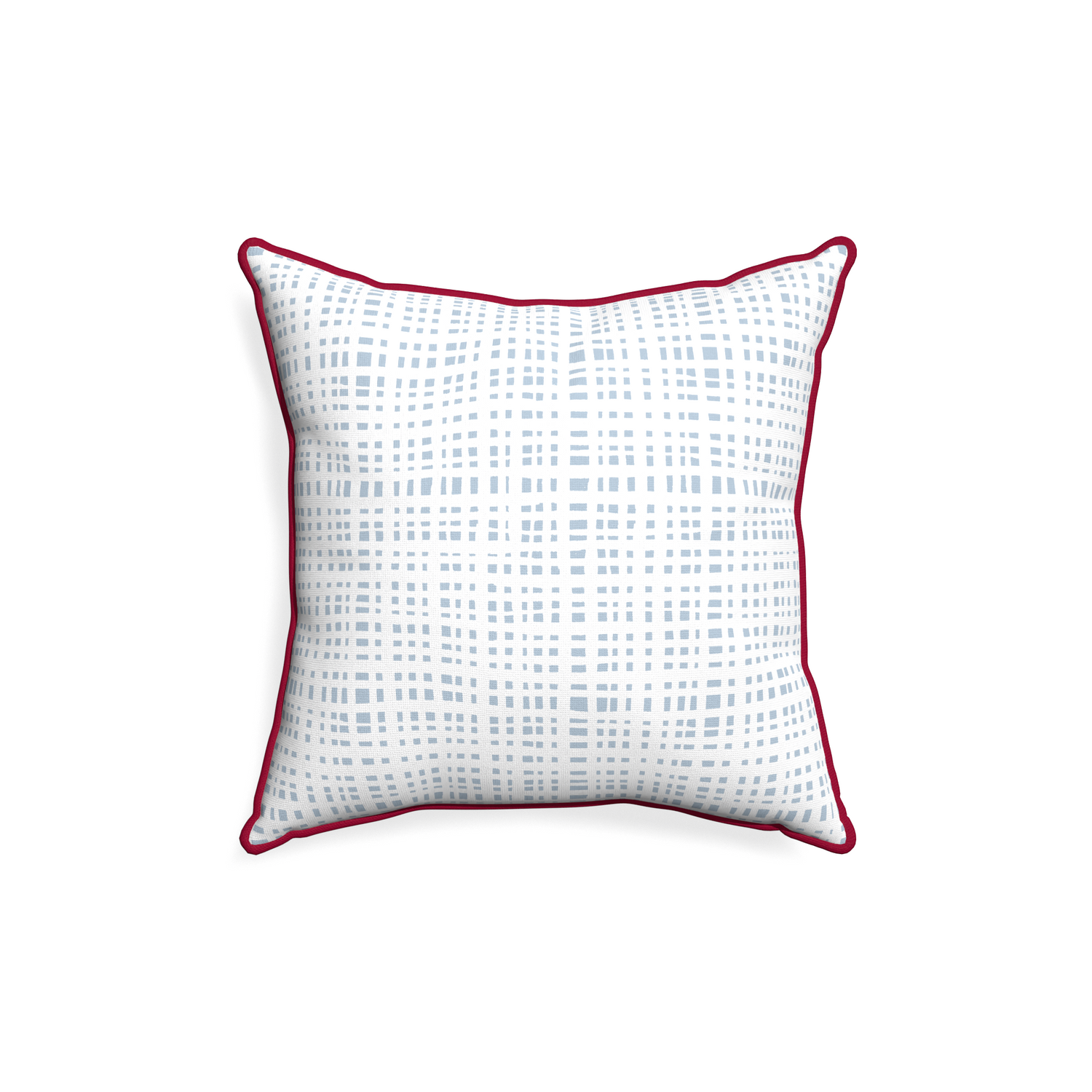 18-square ginger sky custom pillow with raspberry piping on white background