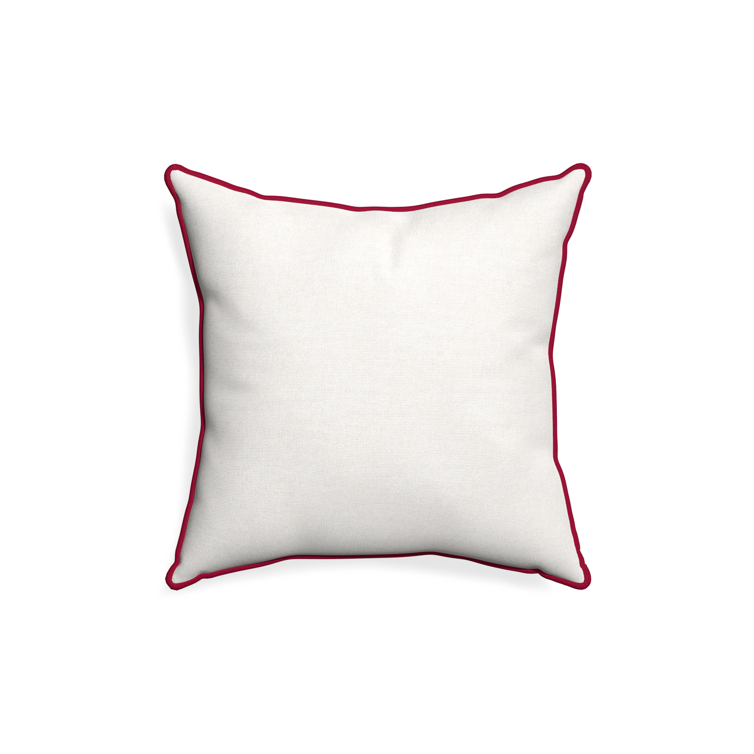 18-square flour custom pillow with raspberry piping on white background