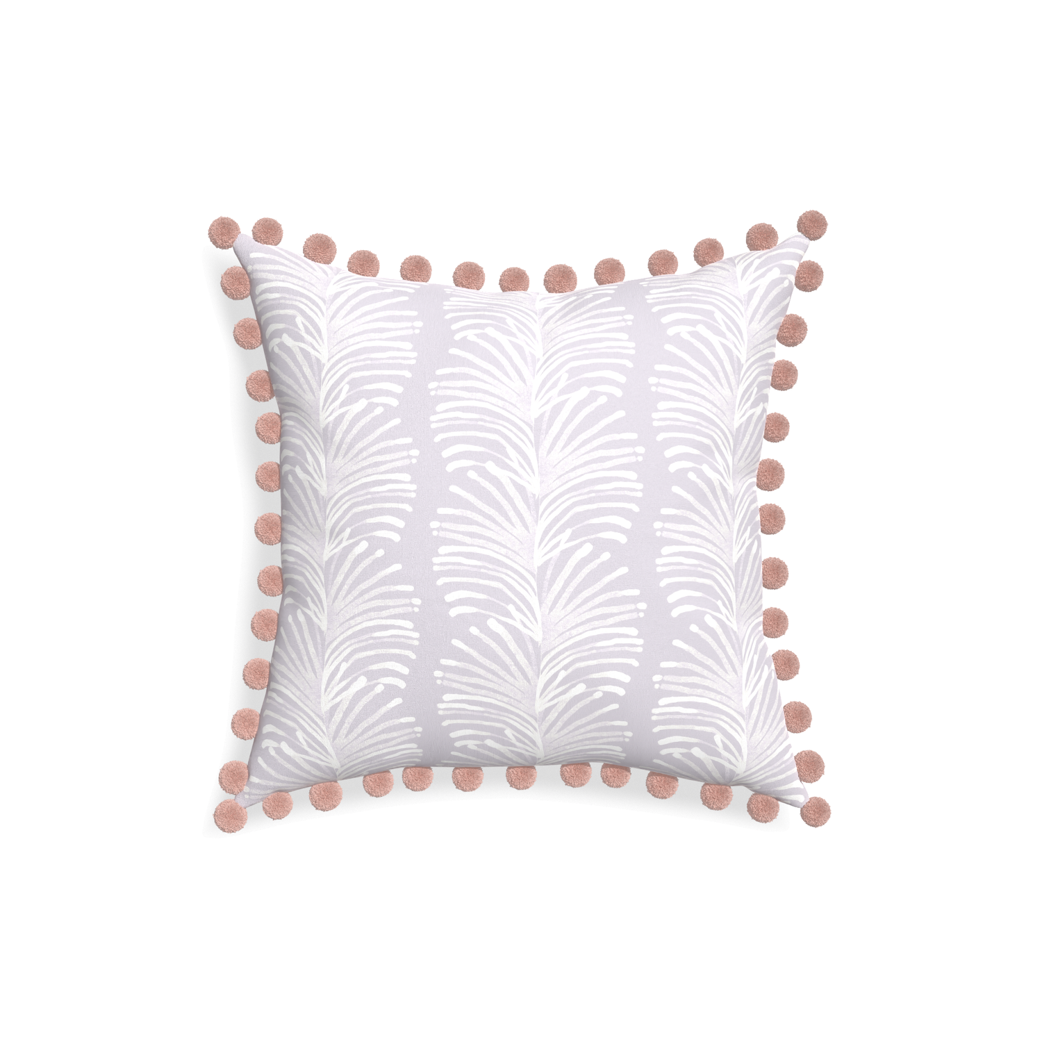 18-square emma lavender custom lavender botanical stripepillow with rose pom pom on white background