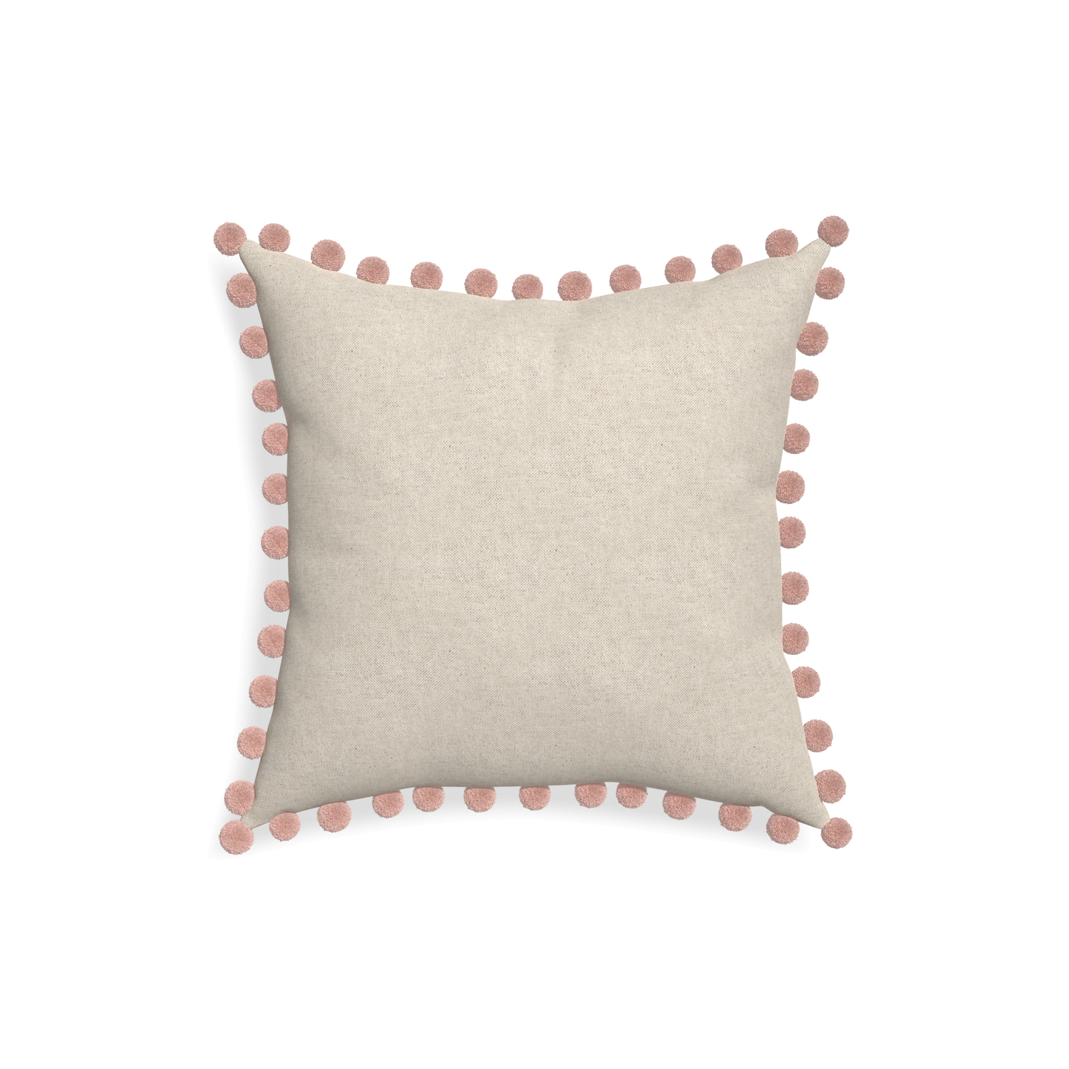 18-square oat custom light brownpillow with rose pom pom on white background