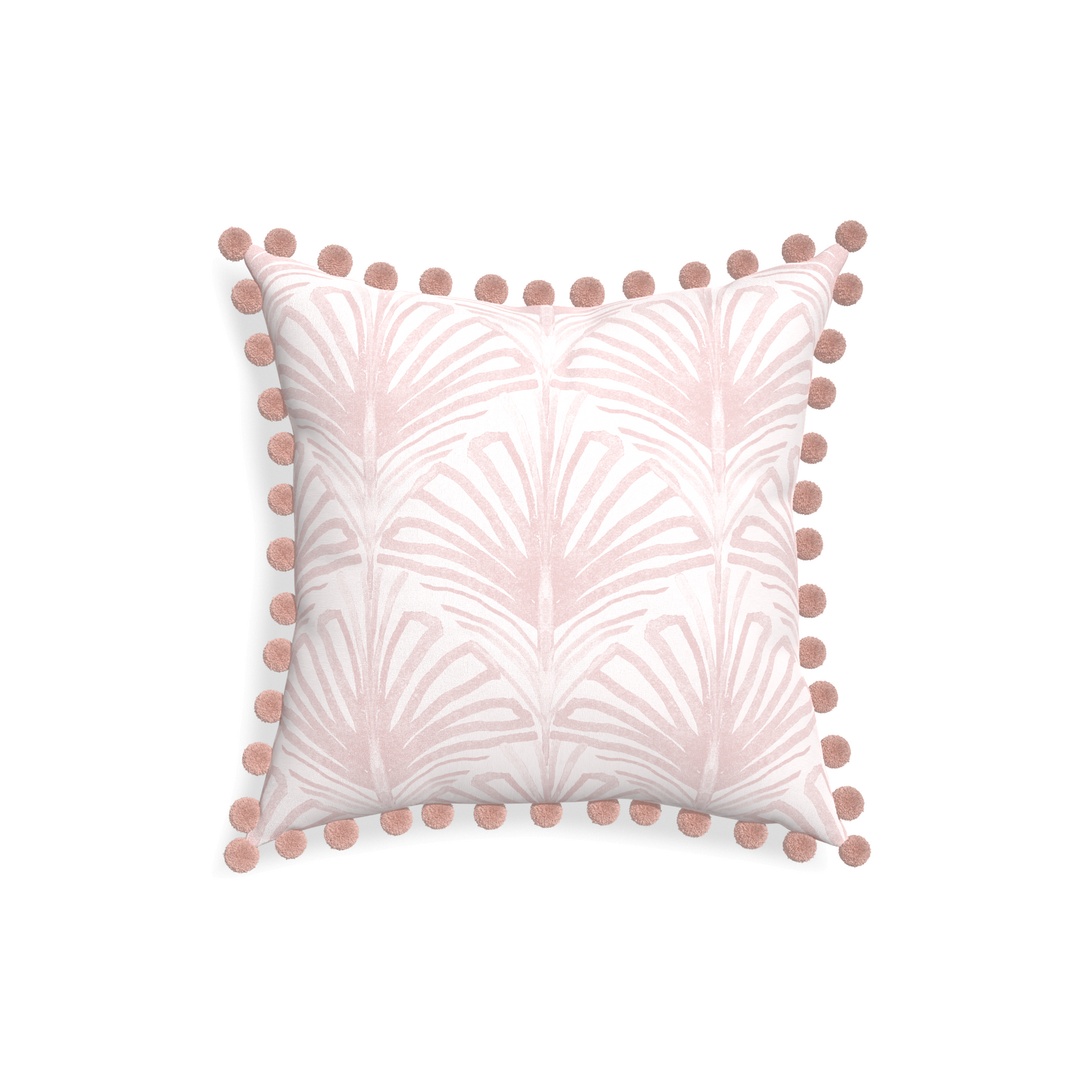 18-square suzy rose custom rose pink palmpillow with rose pom pom on white background
