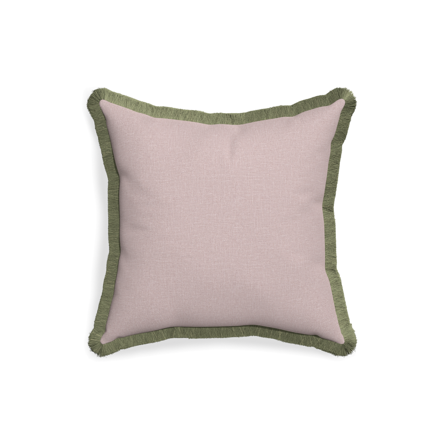 18-square orchid custom mauve pinkpillow with sage fringe on white background