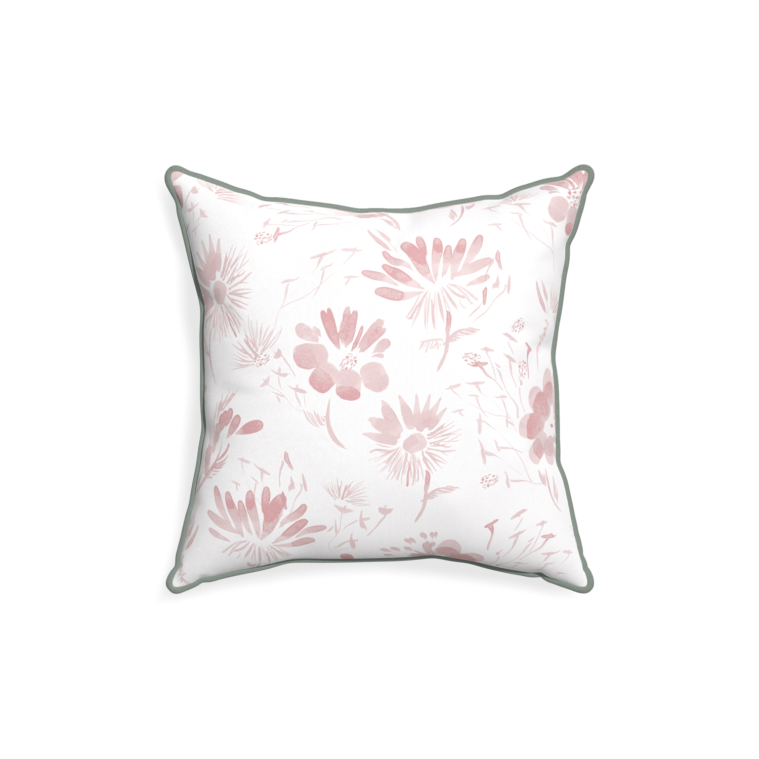 18-square blake custom pink floralpillow with sage piping on white background