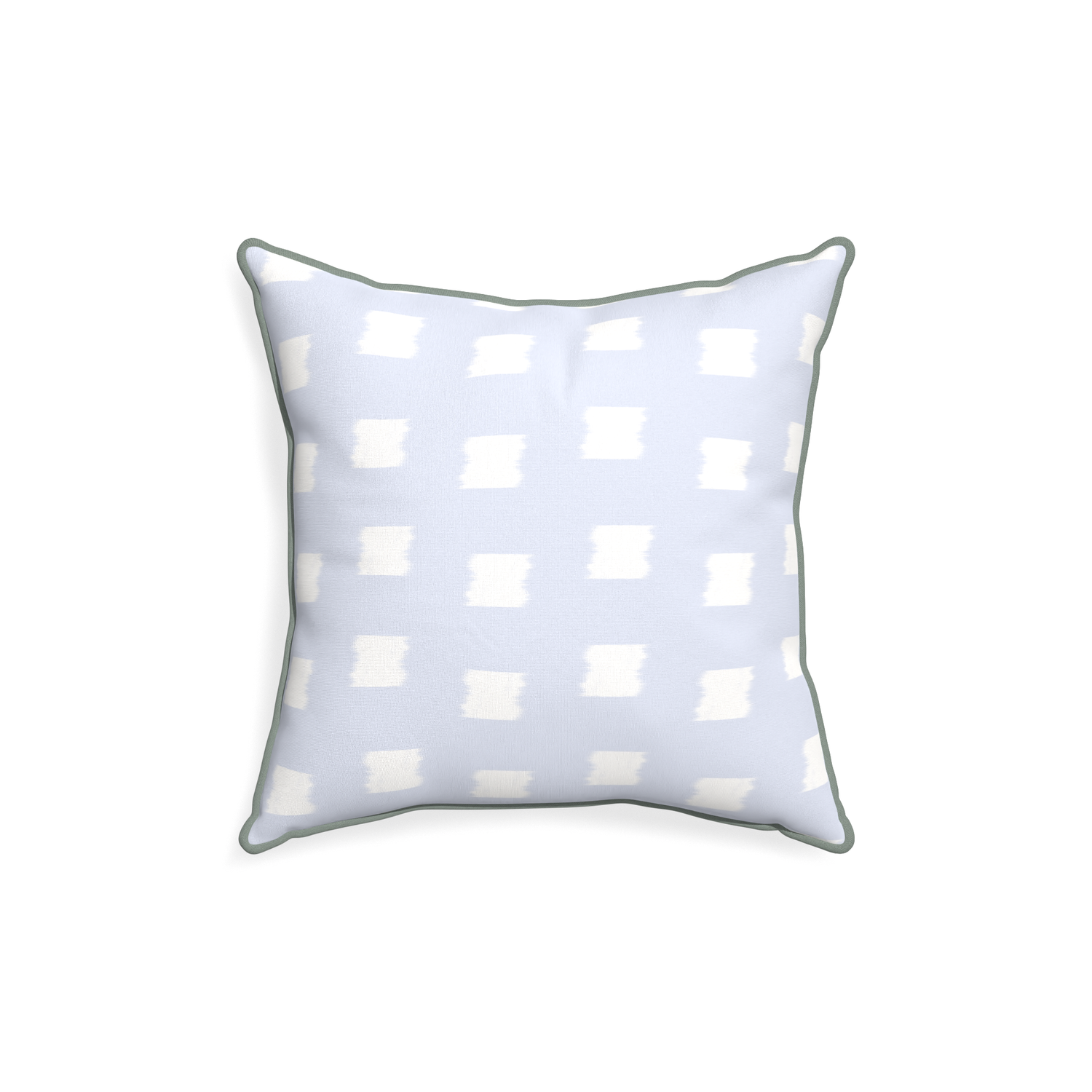 18-square denton custom sky blue patternpillow with sage piping on white background