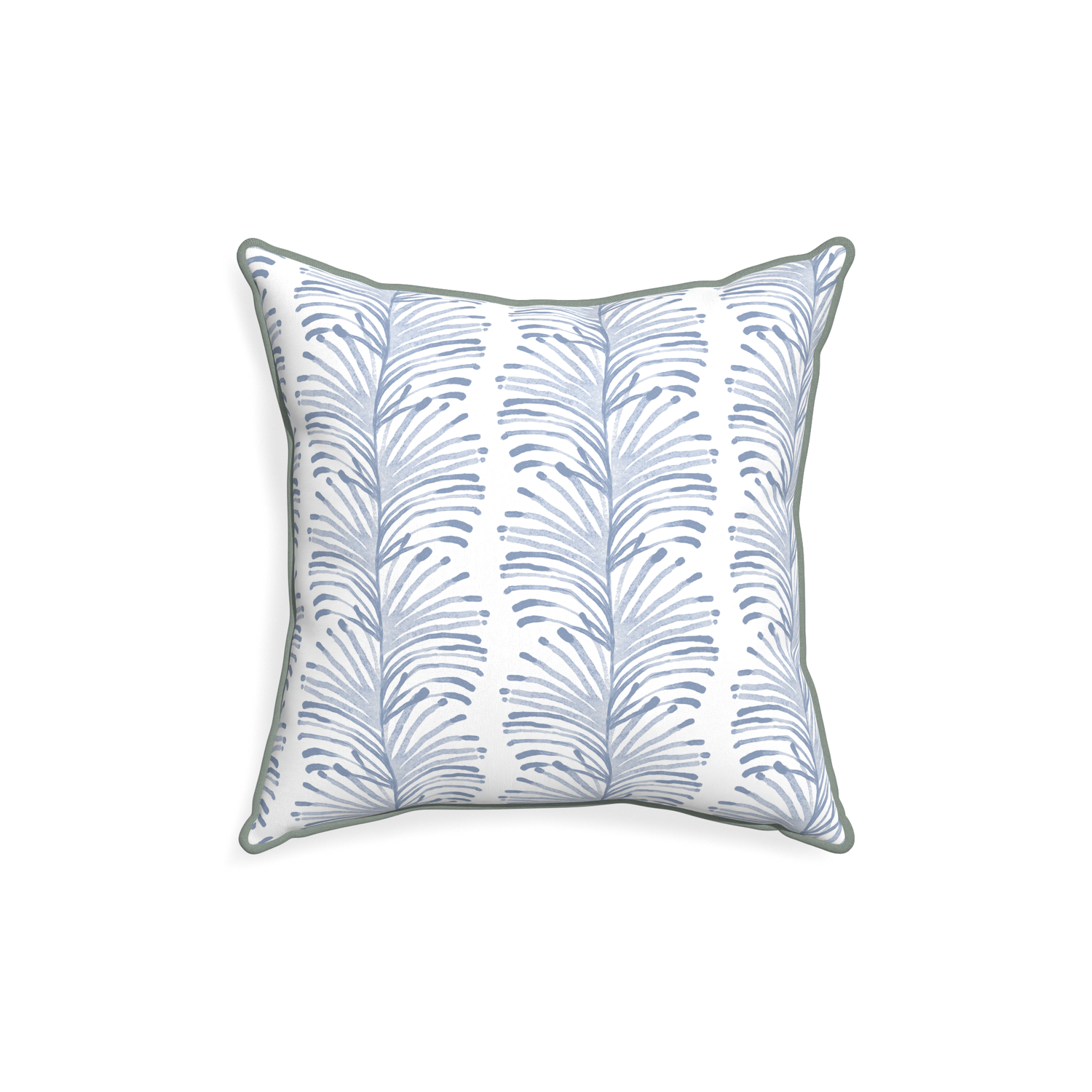18-square emma sky custom sky blue botanical stripepillow with sage piping on white background