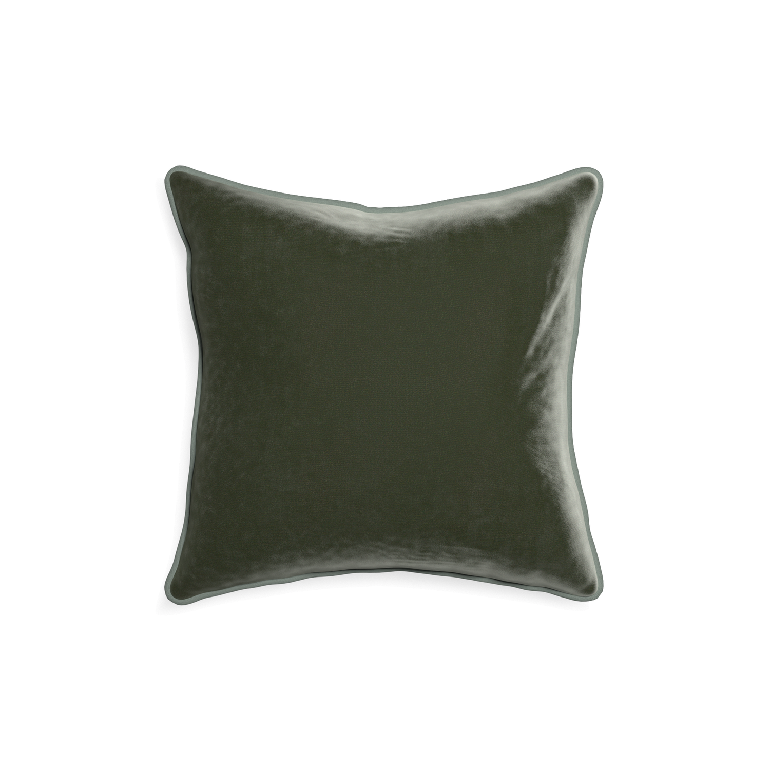 18-square fern velvet custom fern greenpillow with sage piping on white background