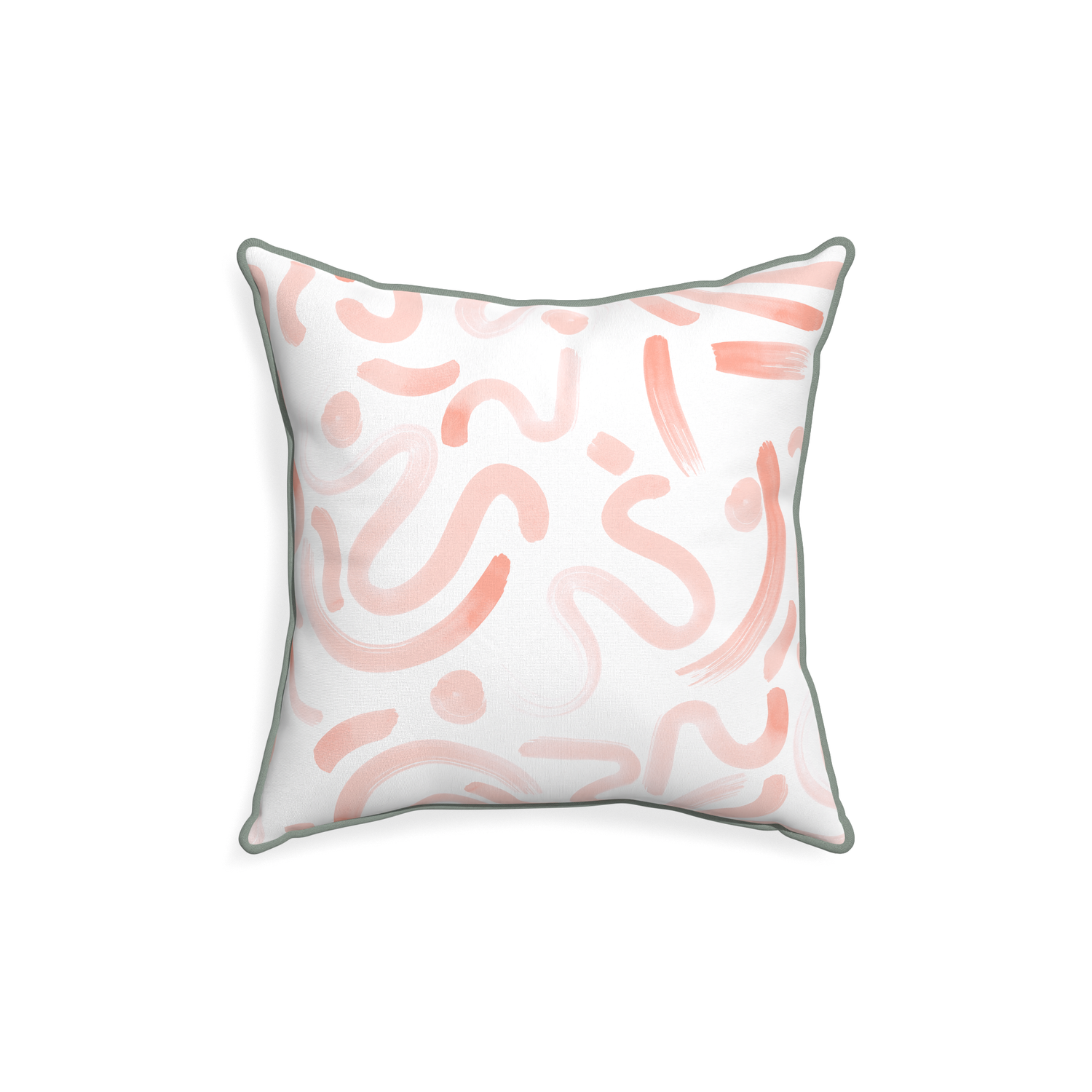 18-square hockney pink custom pink graphicpillow with sage piping on white background