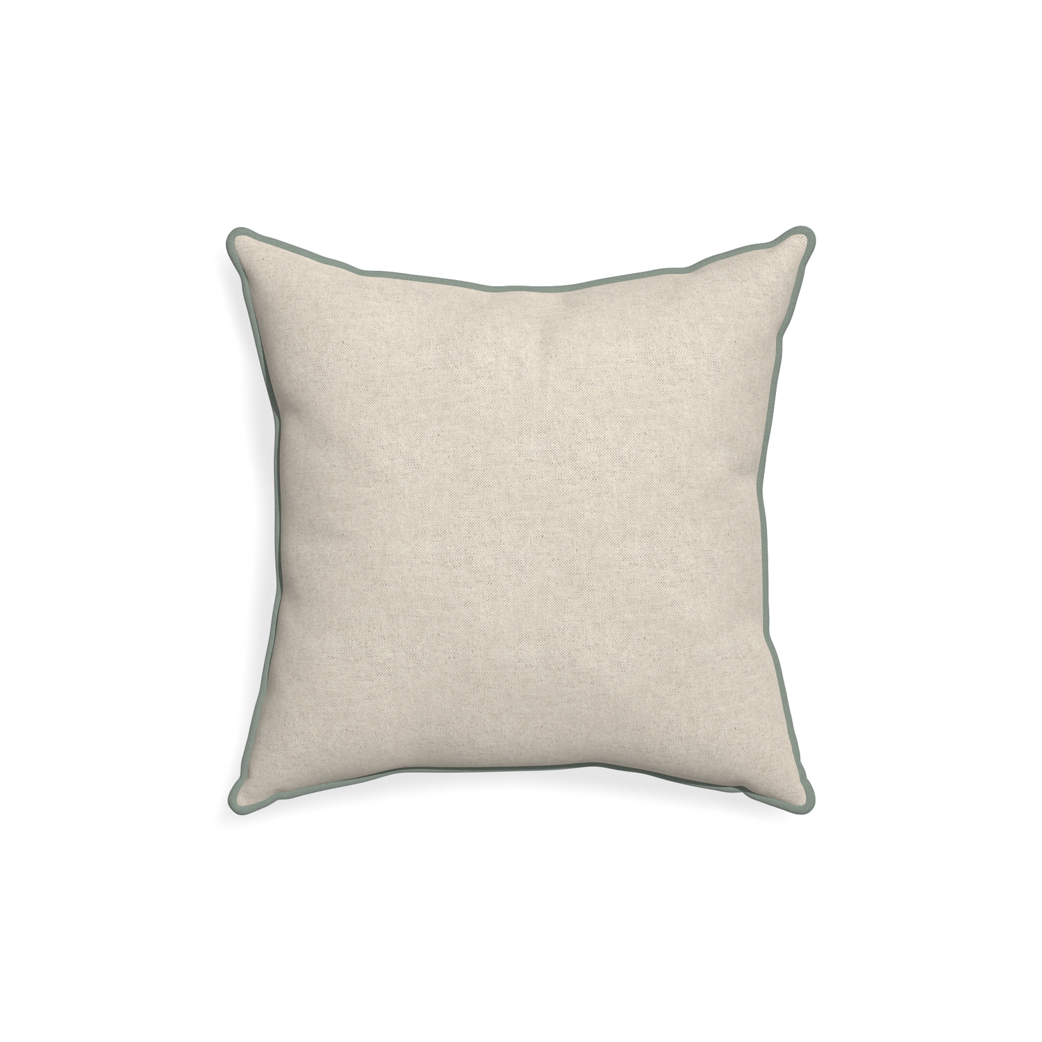 18-square oat custom light brownpillow with sage piping on white background