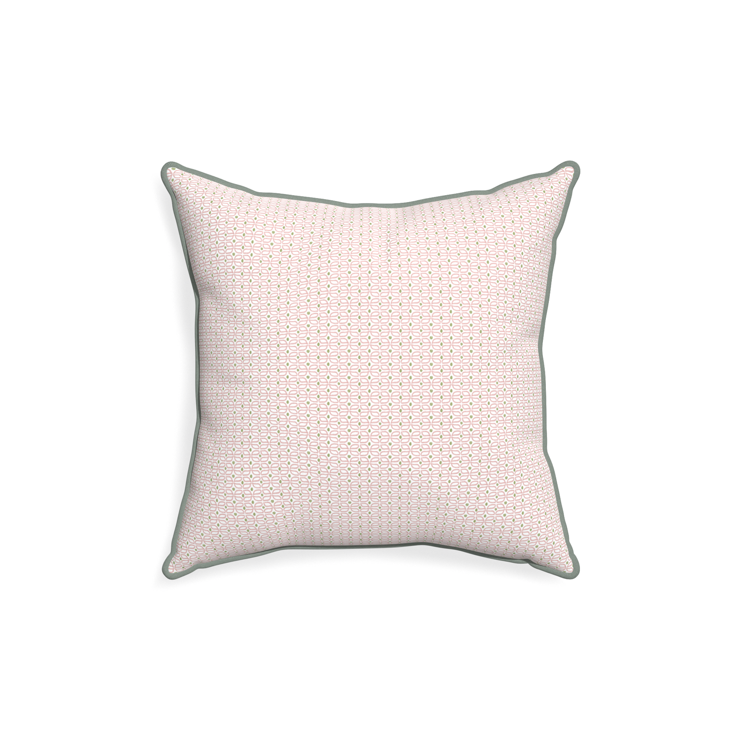18-square loomi pink custom pink geometricpillow with sage piping on white background