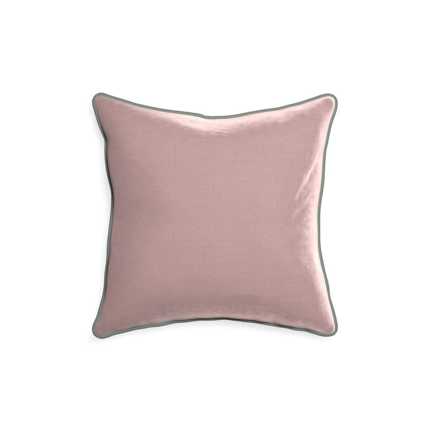 18-square mauve velvet custom mauvepillow with sage piping on white background