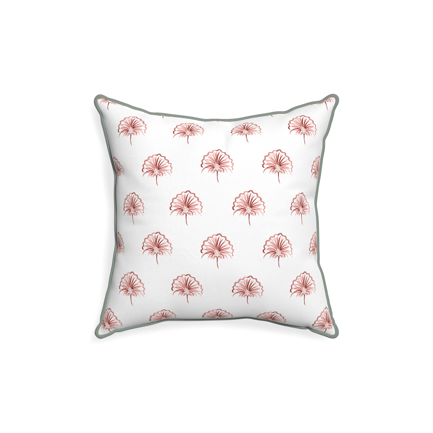 18-square penelope rose custom floral pinkpillow with sage piping on white background