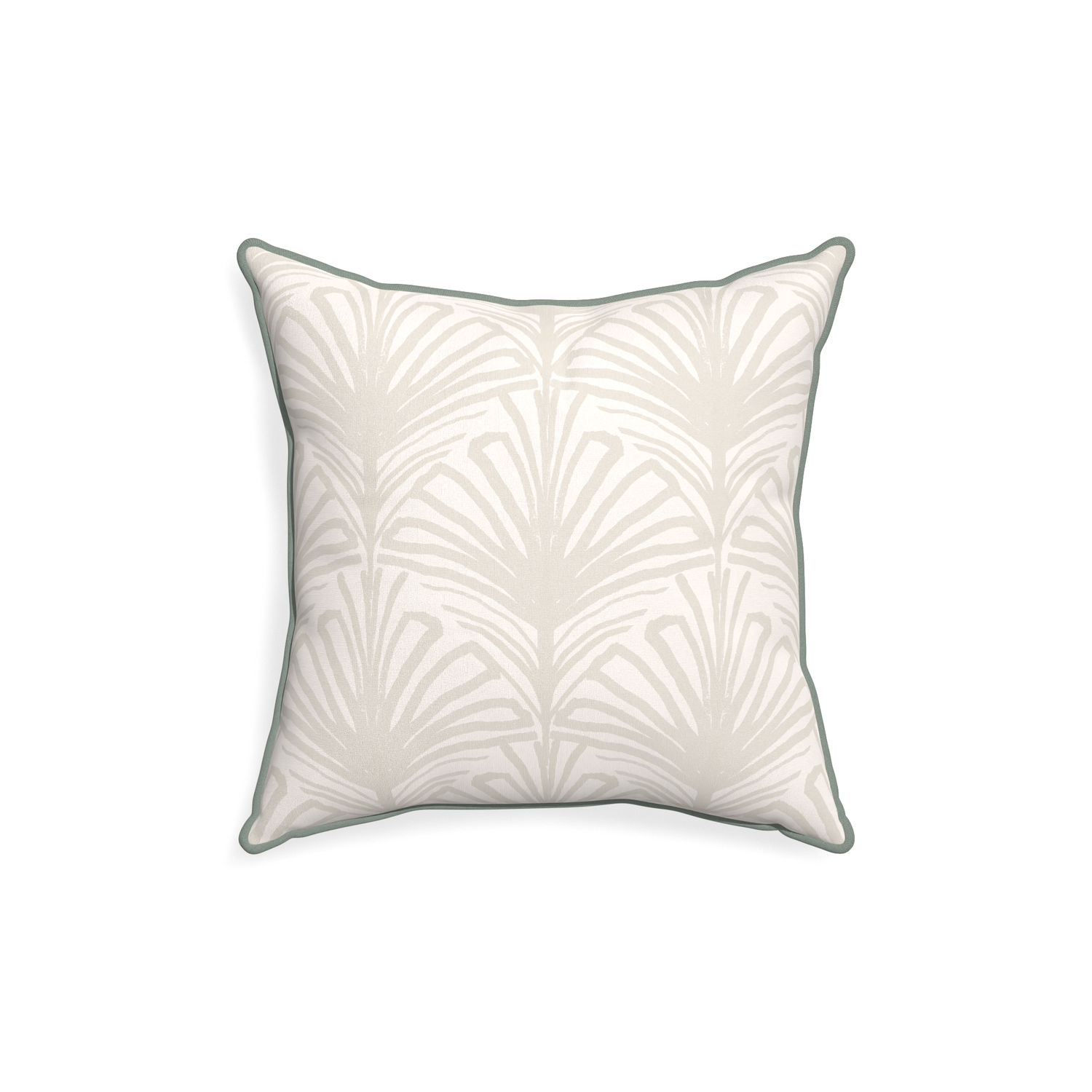 18-square suzy sand custom beige palmpillow with sage piping on white background