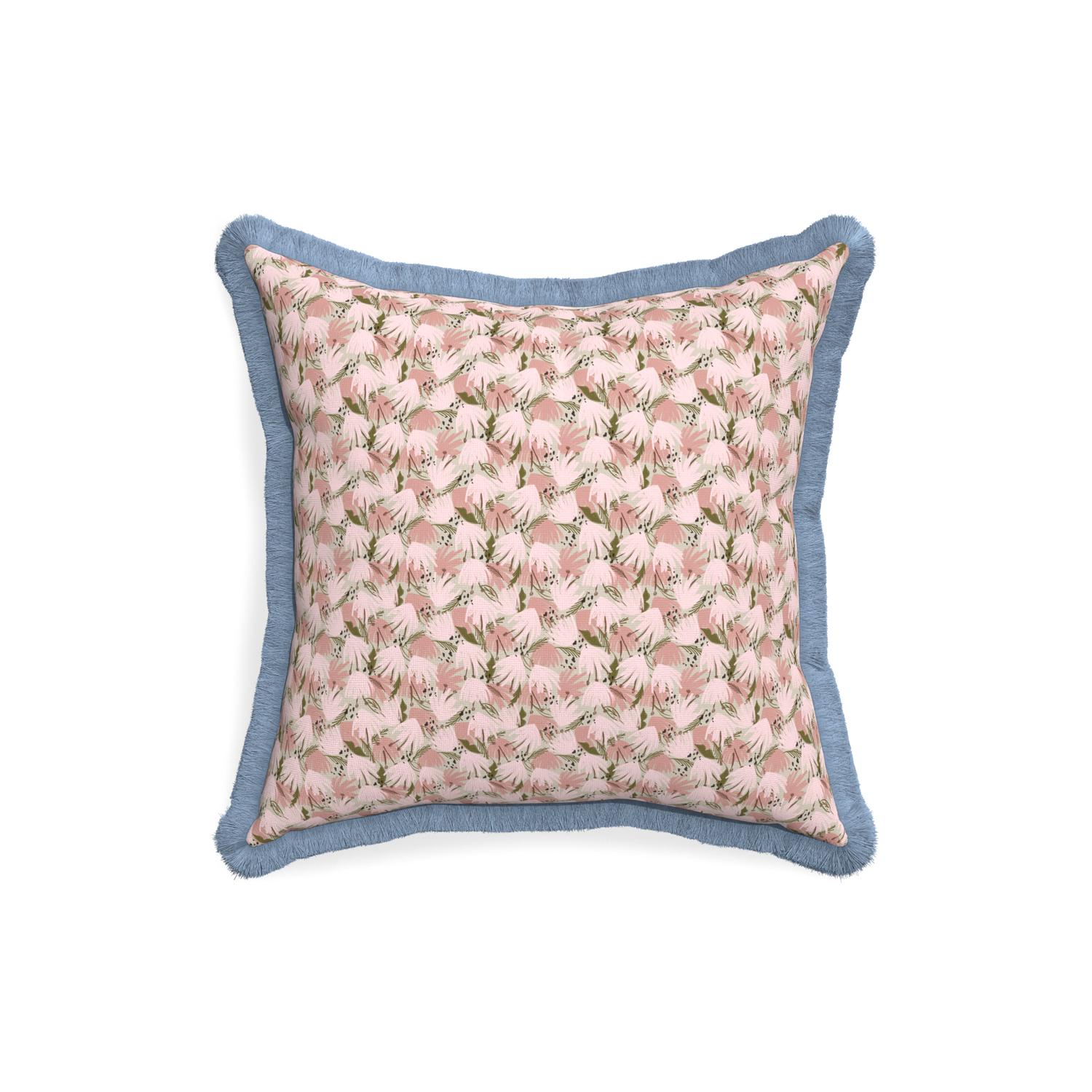 18-square eden pink custom pillow with sky fringe on white background