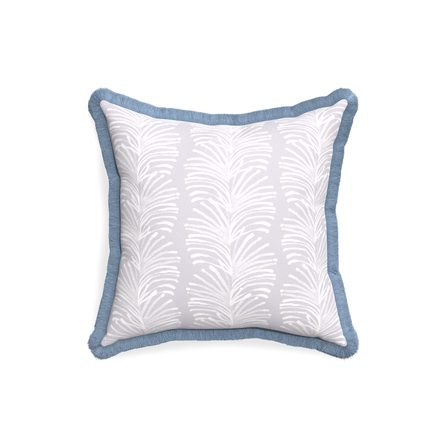 18-square emma lavender custom pillow with sky fringe on white background