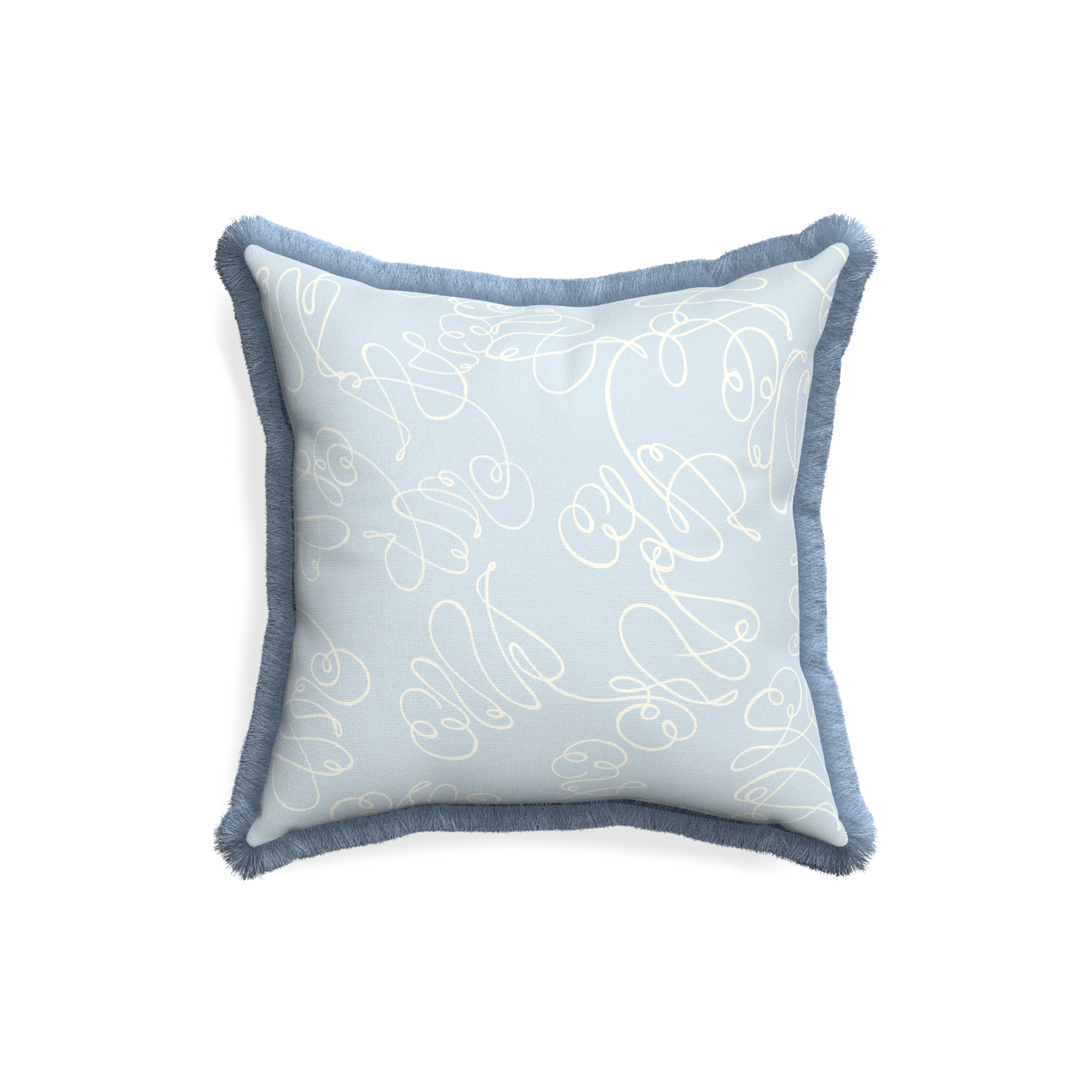 18-square mirabella custom pillow with sky fringe on white background