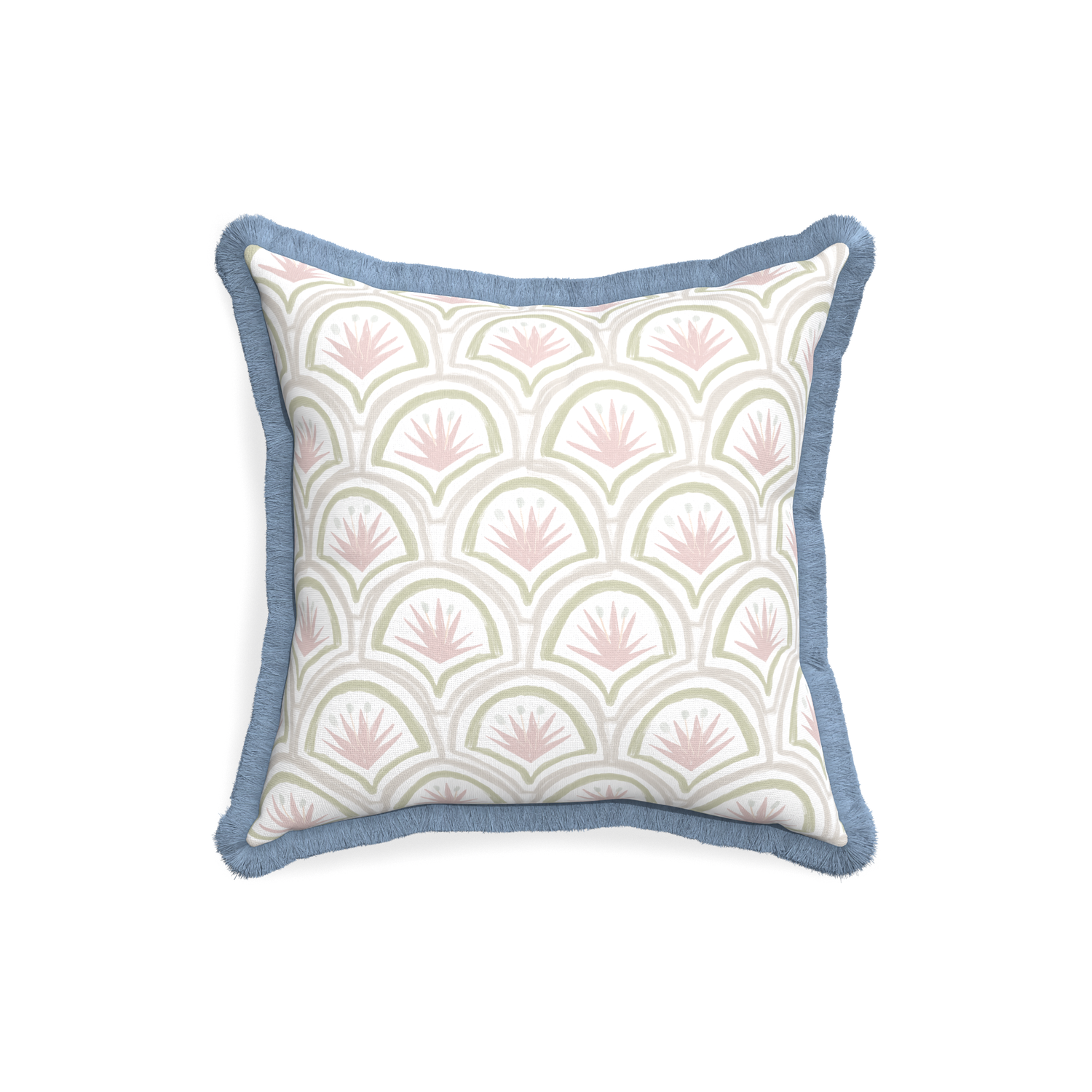 18-square thatcher rose custom pillow with sky fringe on white background