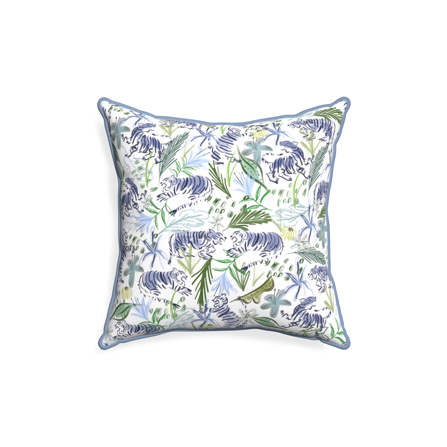 18-square frida green custom pillow with sky piping on white background