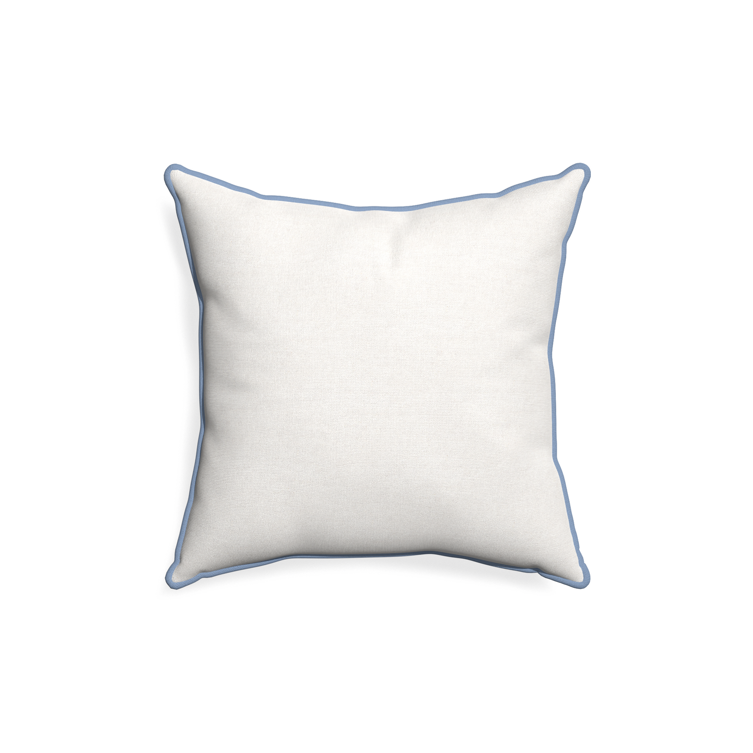 18-square flour custom pillow with sky piping on white background