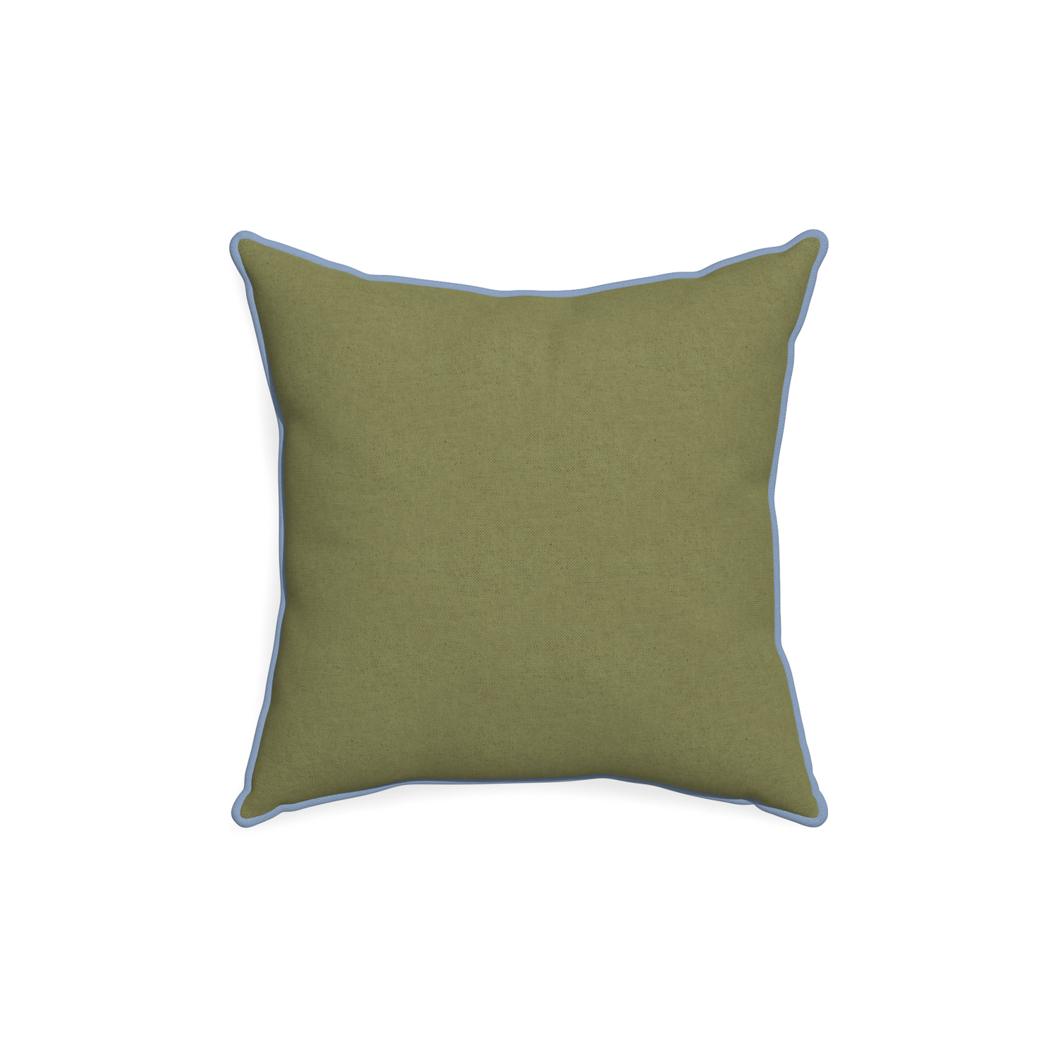 18-square moss custom moss greenpillow with sky piping on white background