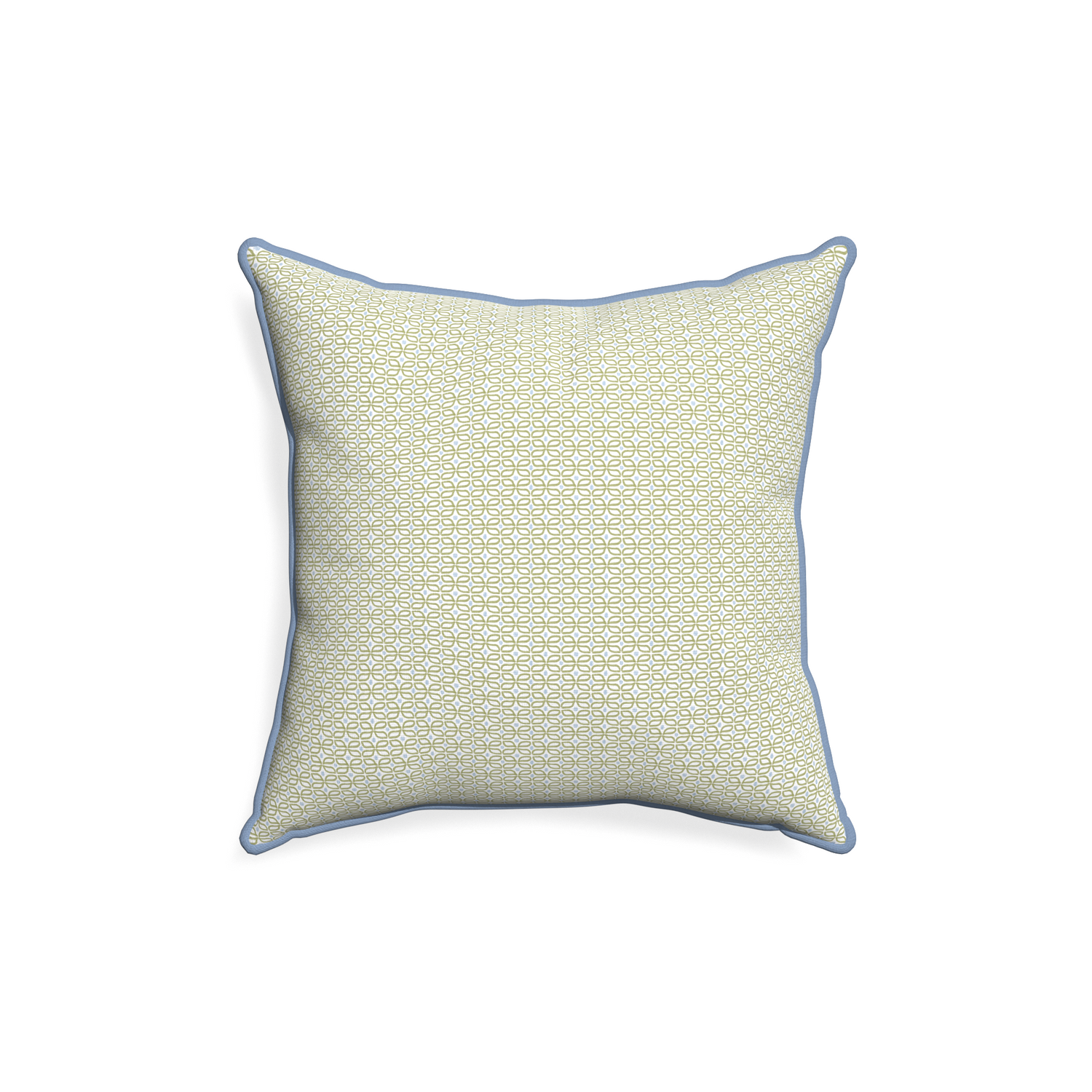 18-square loomi moss custom moss green geometricpillow with sky piping on white background