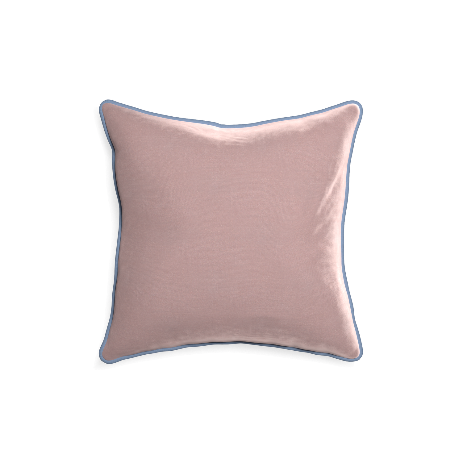18-square mauve velvet custom pillow with sky piping on white background
