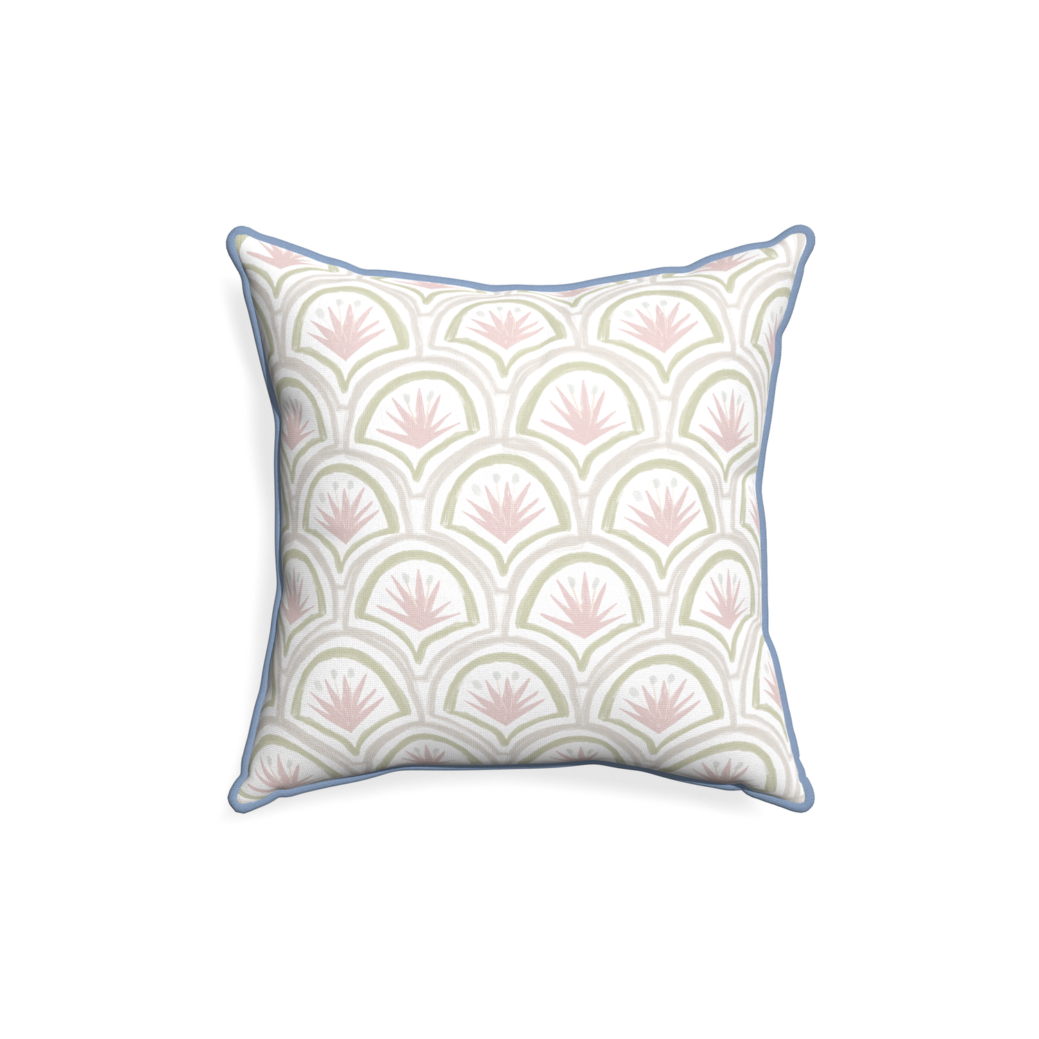 18-square thatcher rose custom pillow with sky piping on white background