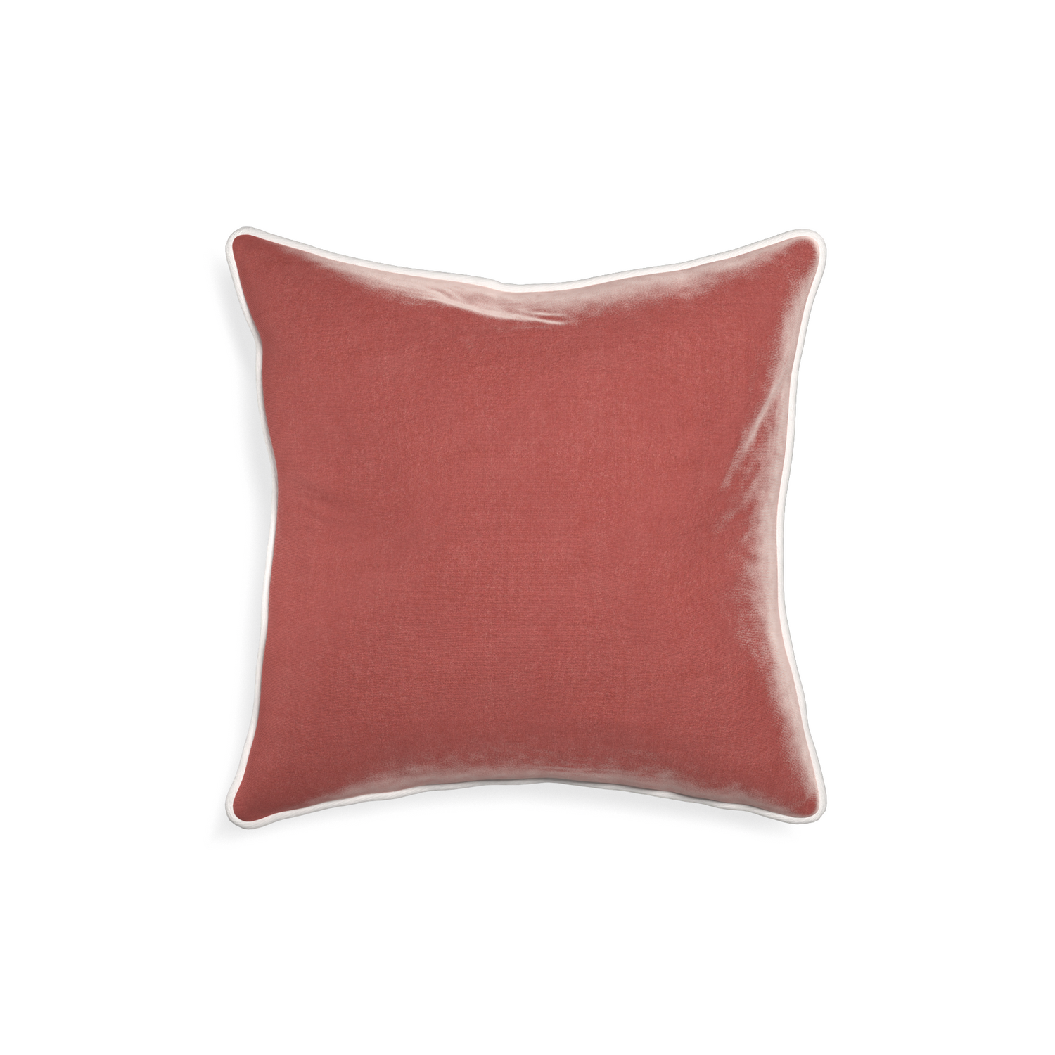18-square cosmo velvet custom coralpillow with snow piping on white background
