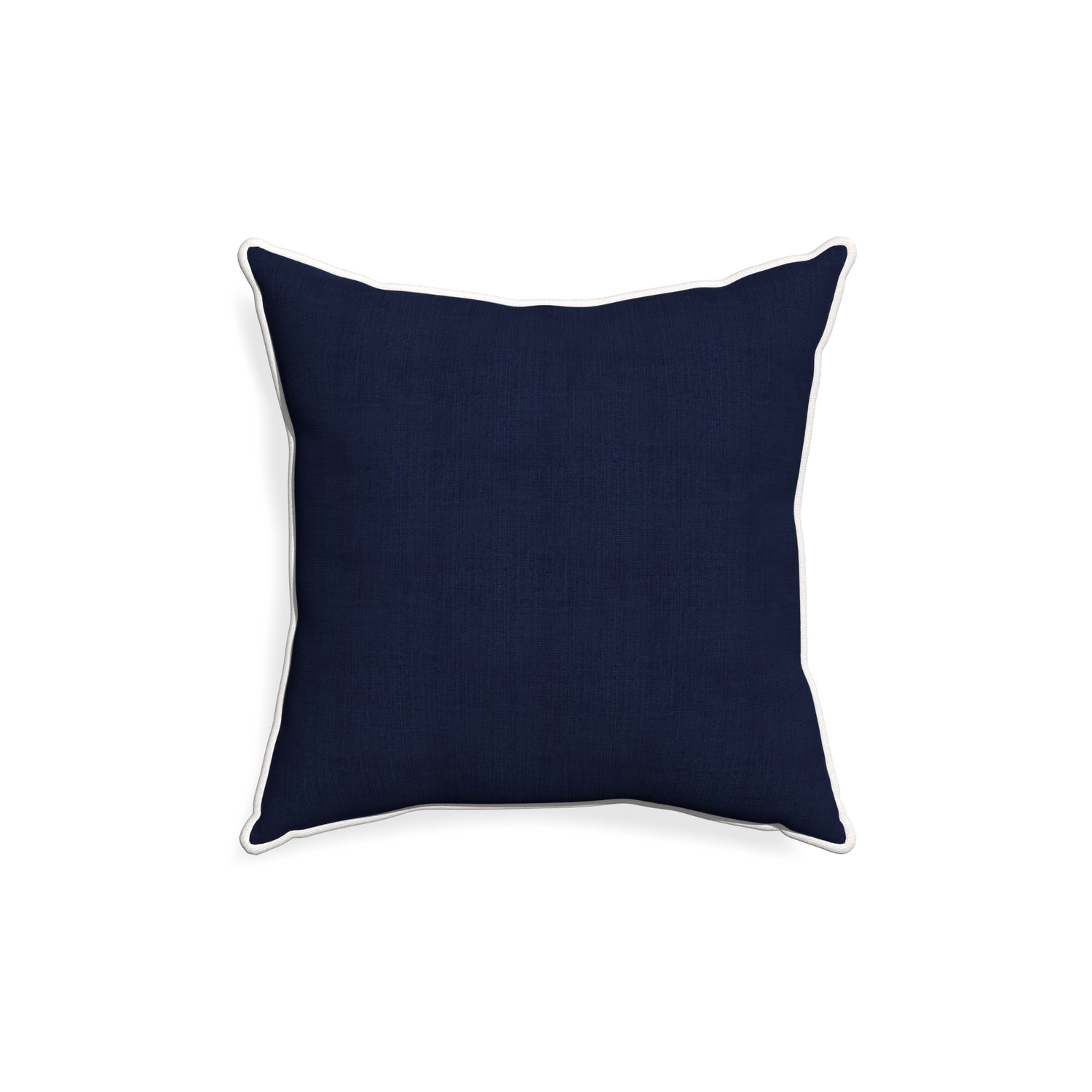 18-square midnight custom pillow with snow piping on white background