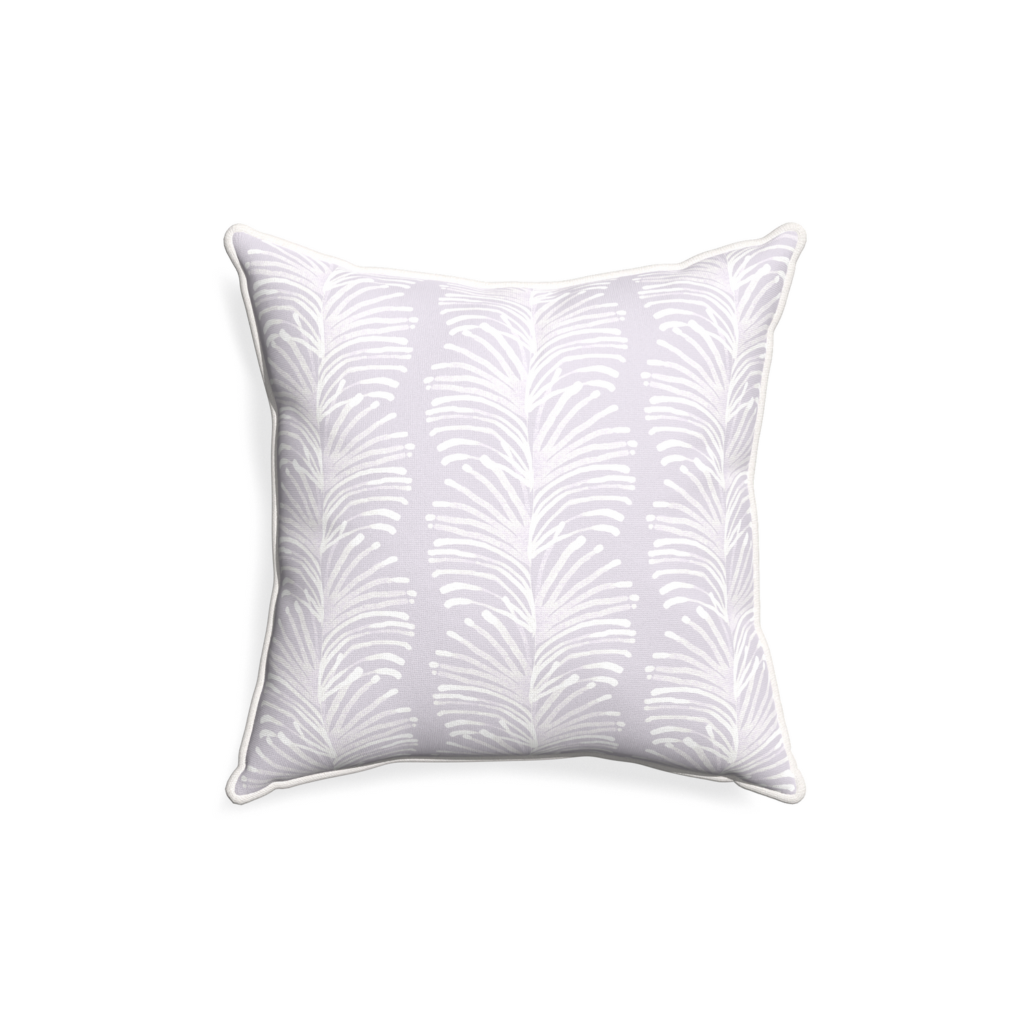 18-square emma lavender custom pillow with snow piping on white background
